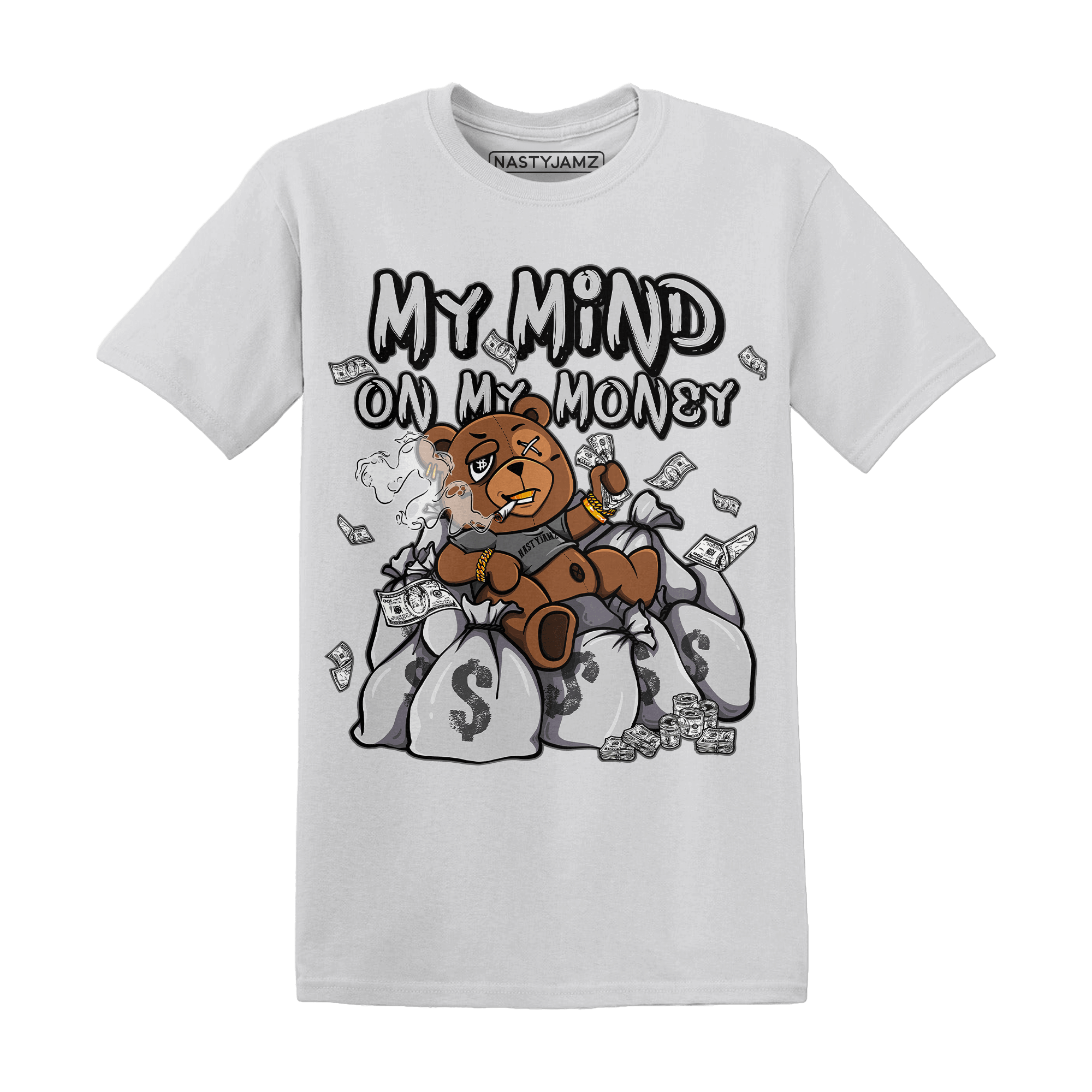 Retro High OG Black White 1s T Shirt Match My Mind On My Money BER - NastyJamz