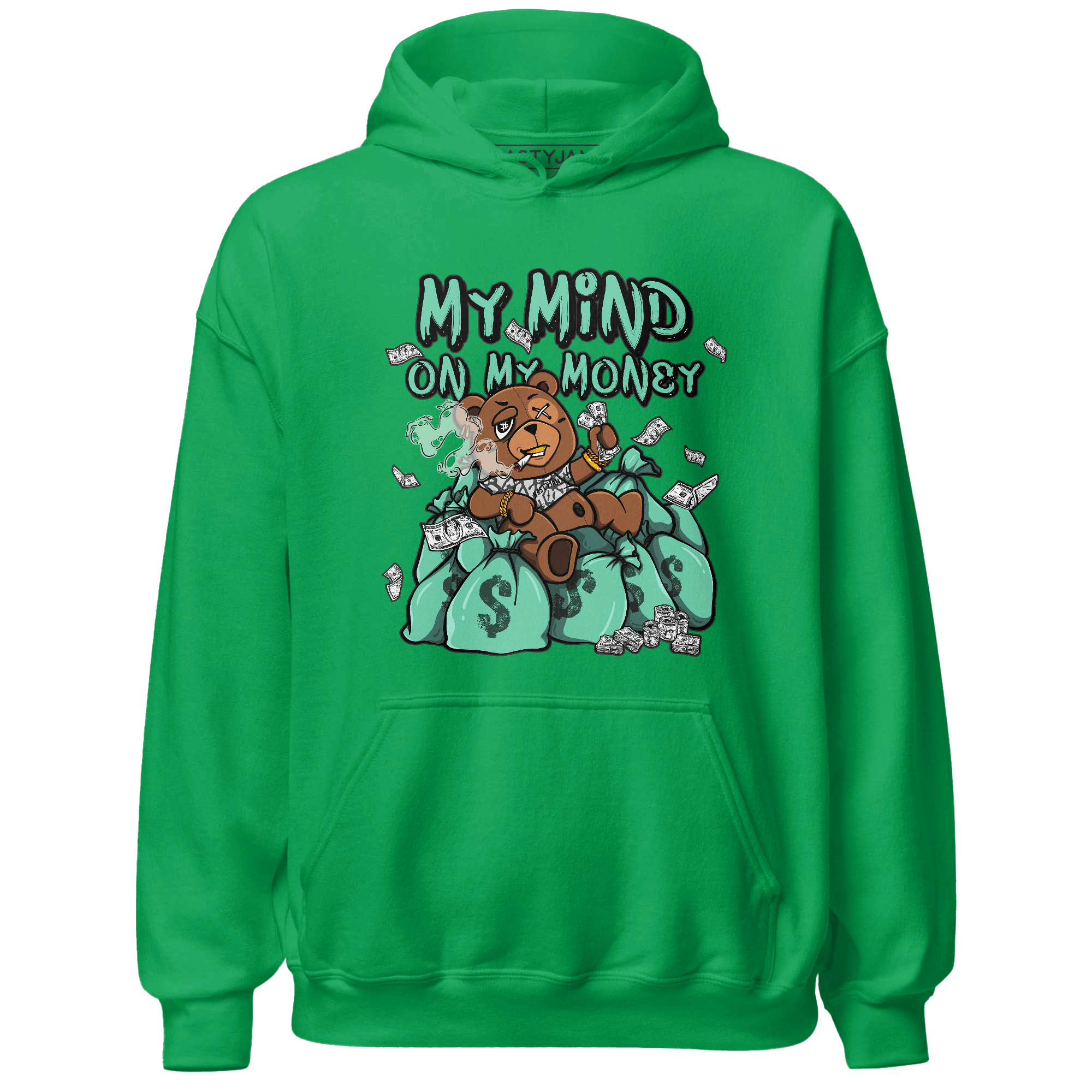 Green Glow 3s Hoodie Match My Mind On My Money BER - NastyJamz