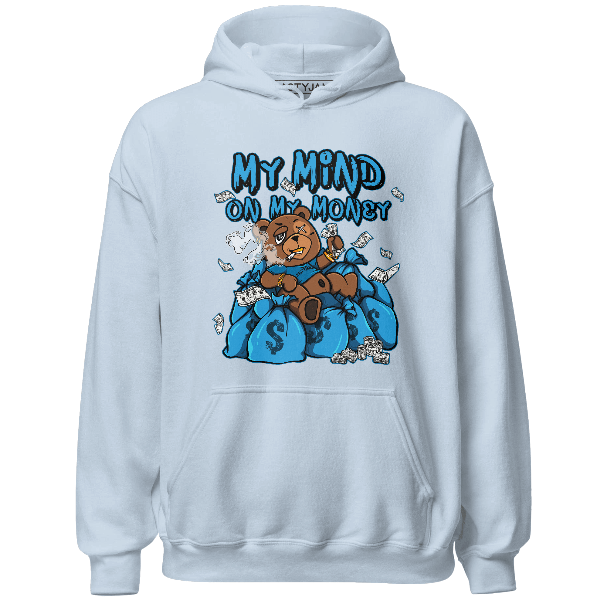 Powder Blue 9s Hoodie Match My Mind On My Money BER - NastyJamz