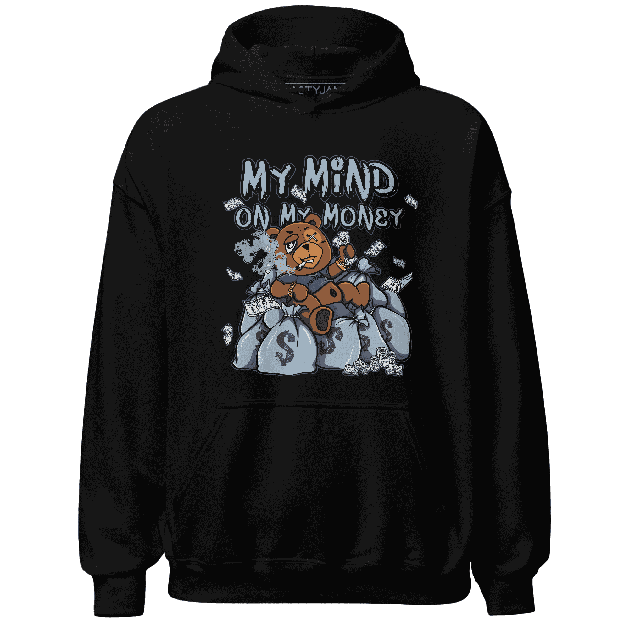Mid Diffused Blue Grey 1s Hoodie Match My Money On My Mind BER - NastyJamz