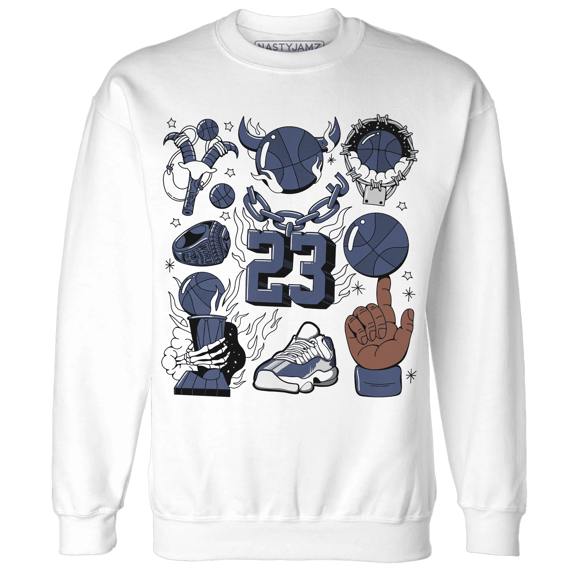 Low-Diffused-Blue-11s-Sweatshirt-Match-Neclaces-Number-23