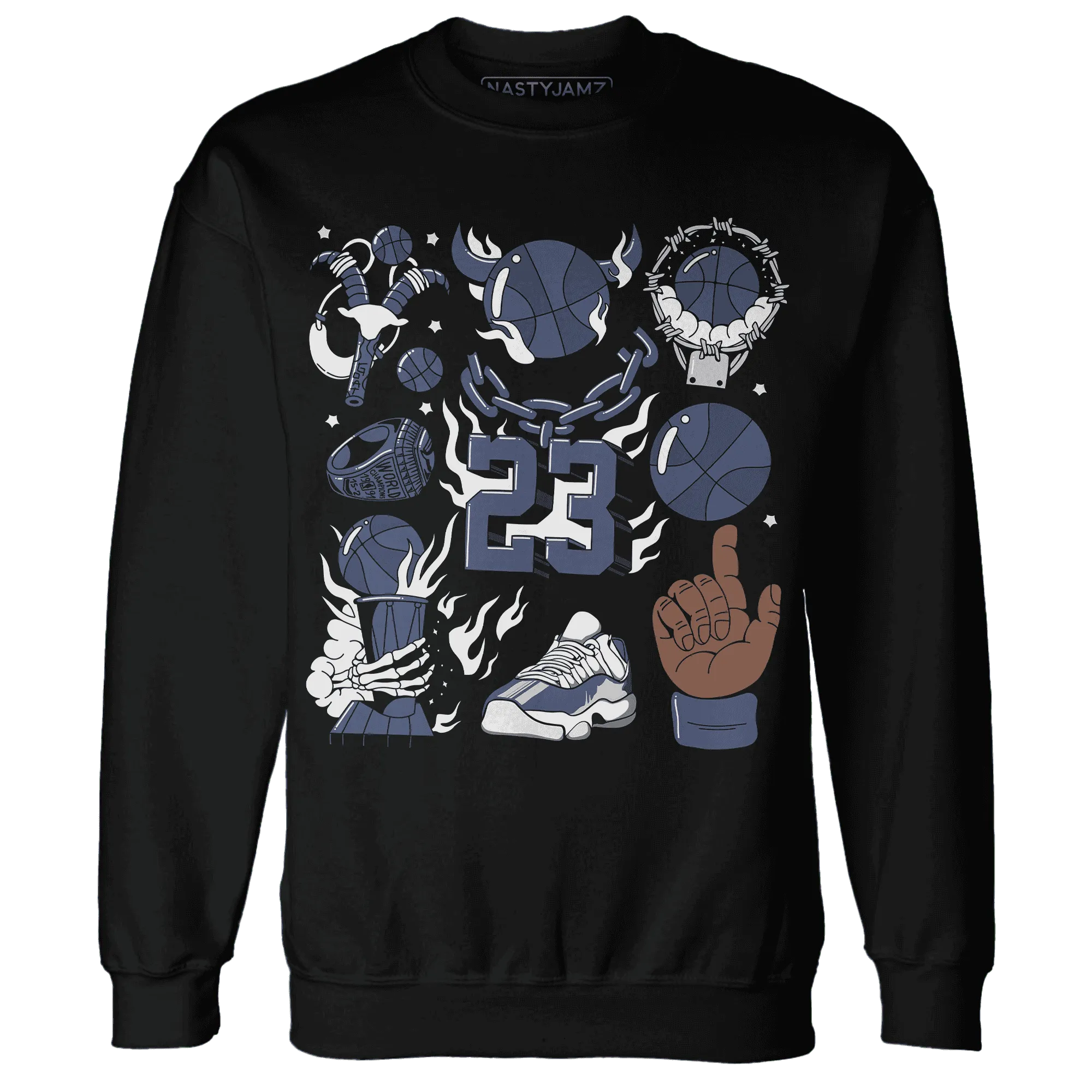 Low-Diffused-Blue-11s-Sweatshirt-Match-Neclaces-Number-23