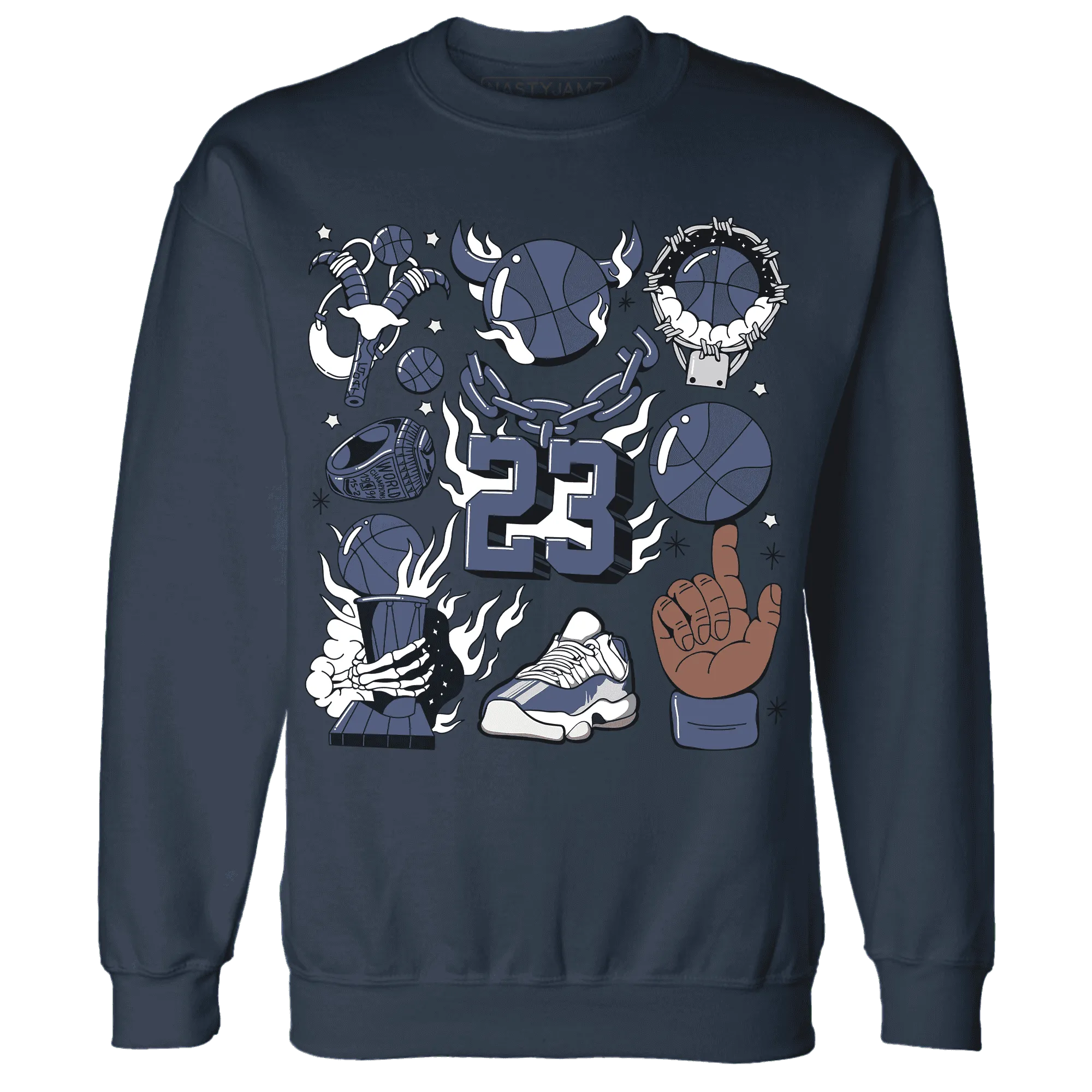 Low-Diffused-Blue-11s-Sweatshirt-Match-Neclaces-Number-23