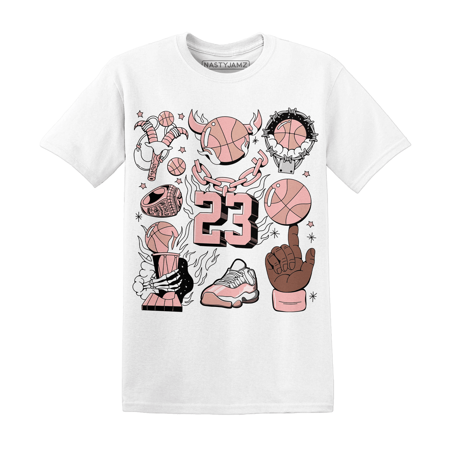 Low Legend Pink 11s T Shirt Match Neclaces Number 23 - NastyJamz