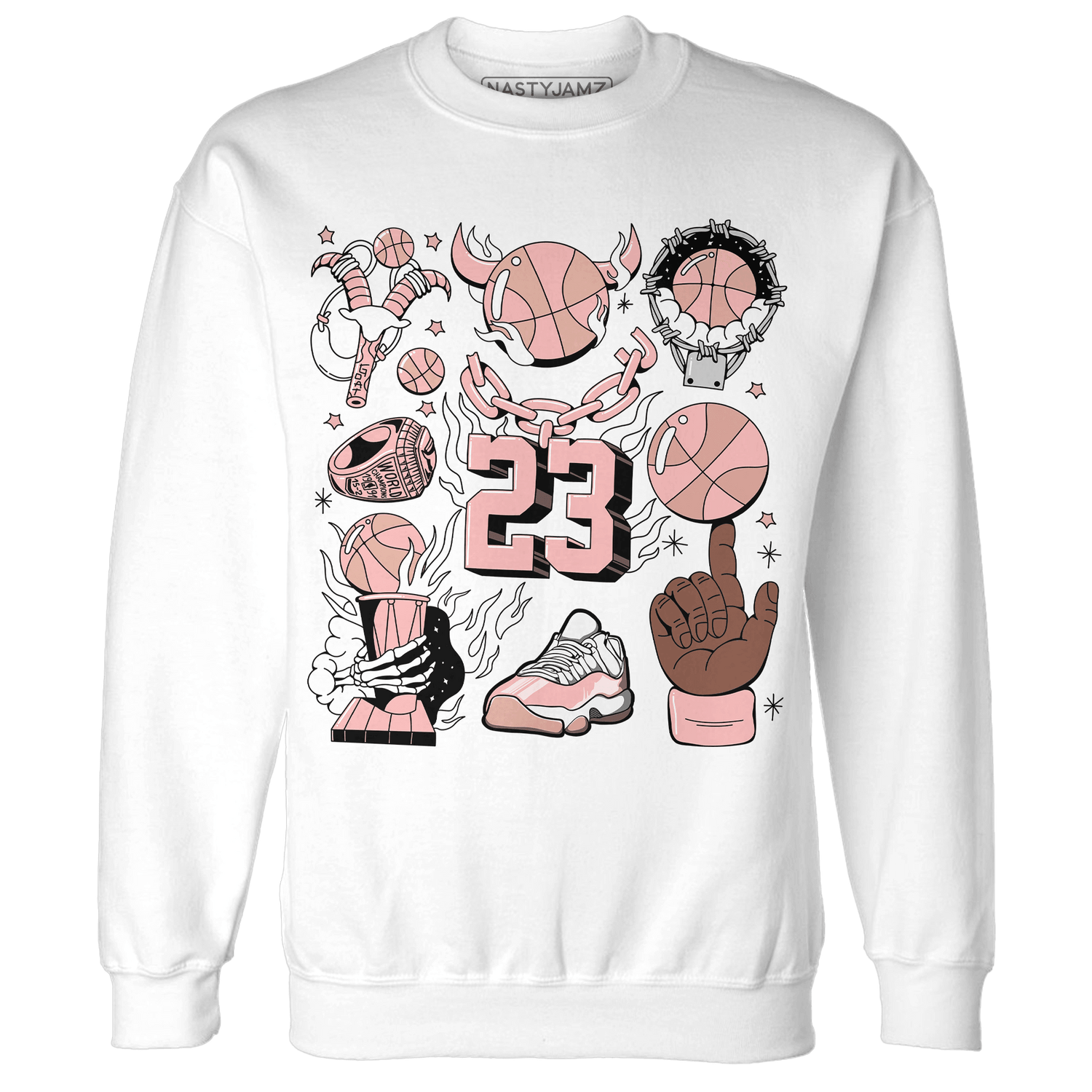 Low Legend Pink 11s Sweatshirt Match Neclaces Number 23 - NastyJamz