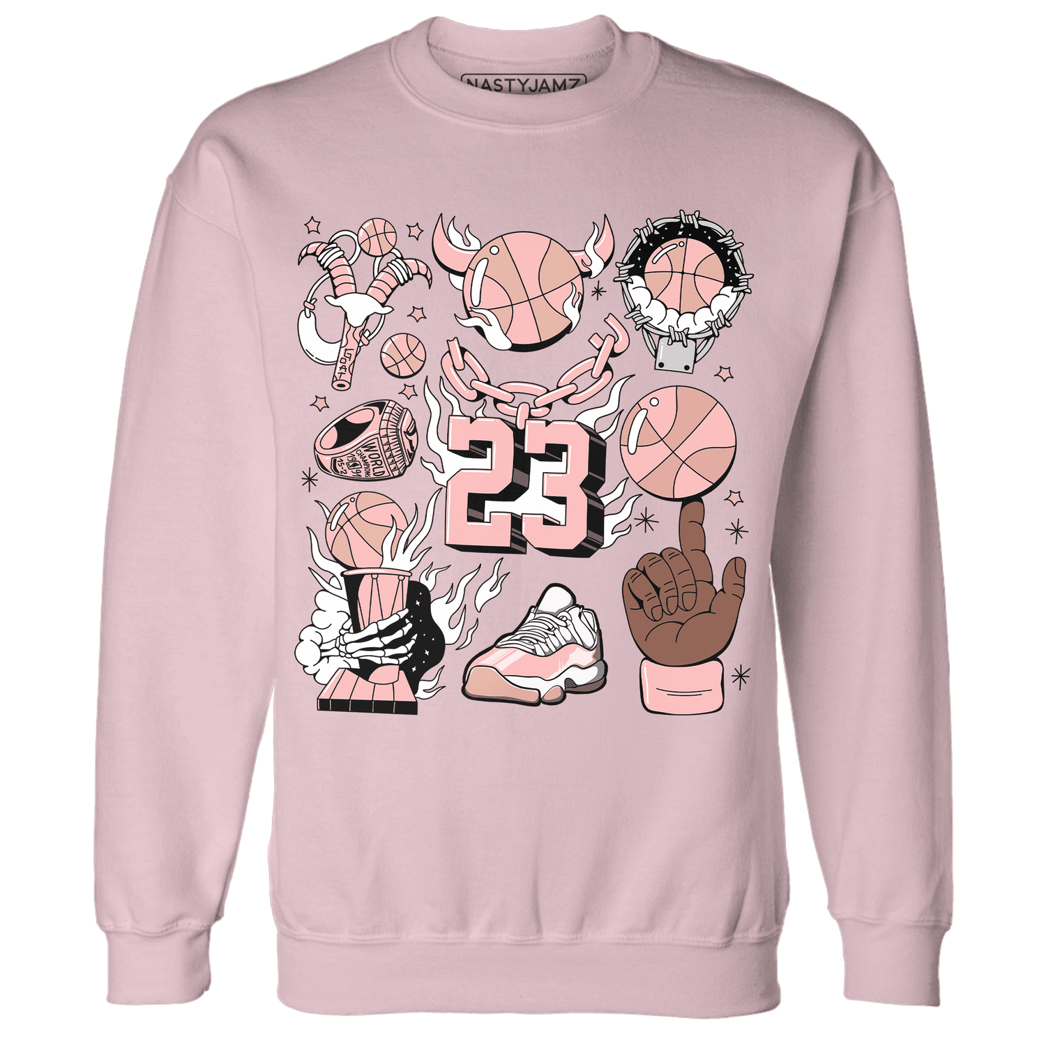 Low Legend Pink 11s Sweatshirt Match Neclaces Number 23 - NastyJamz