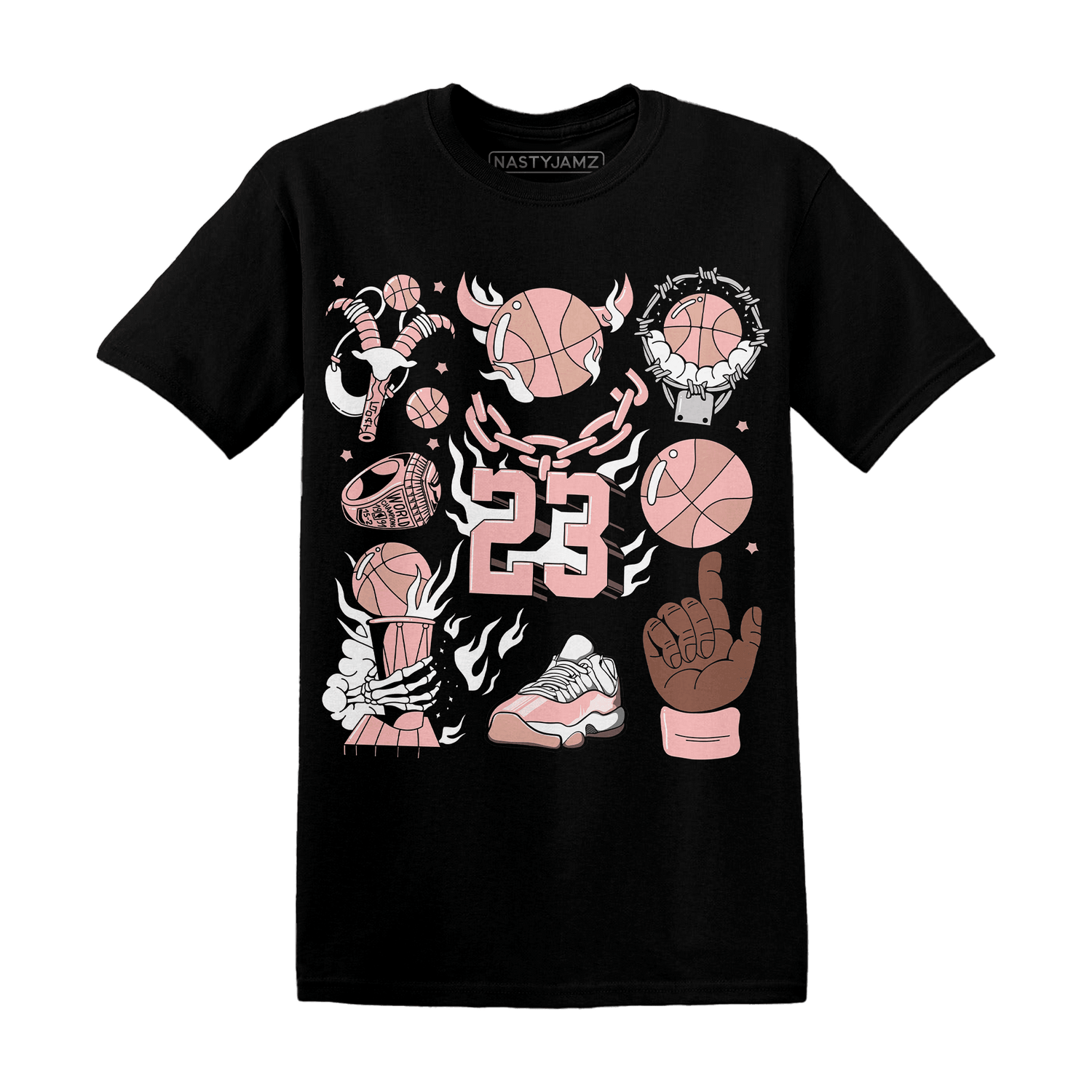 Low Legend Pink 11s T Shirt Match Neclaces Number 23 - NastyJamz