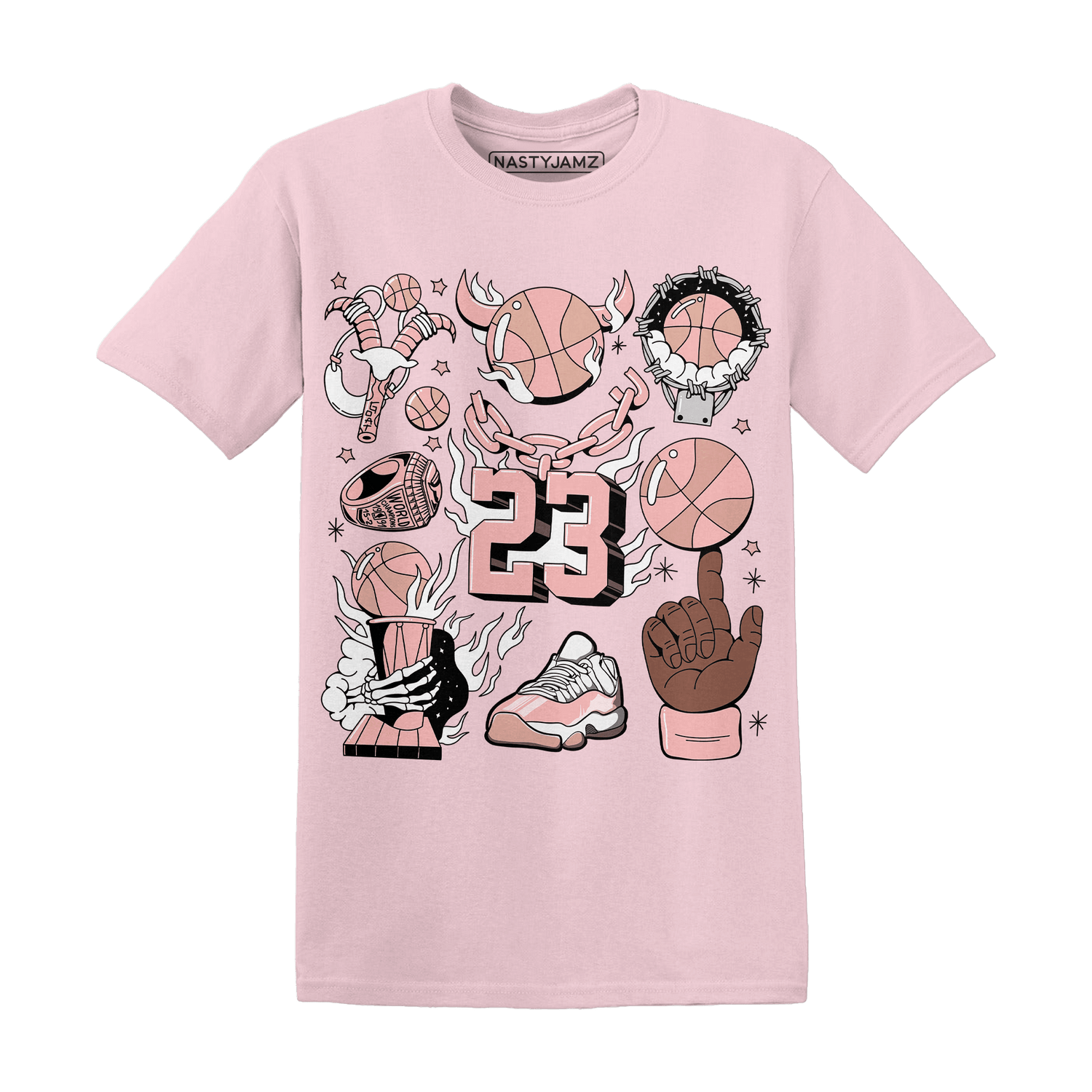 Low Legend Pink 11s T Shirt Match Neclaces Number 23 - NastyJamz