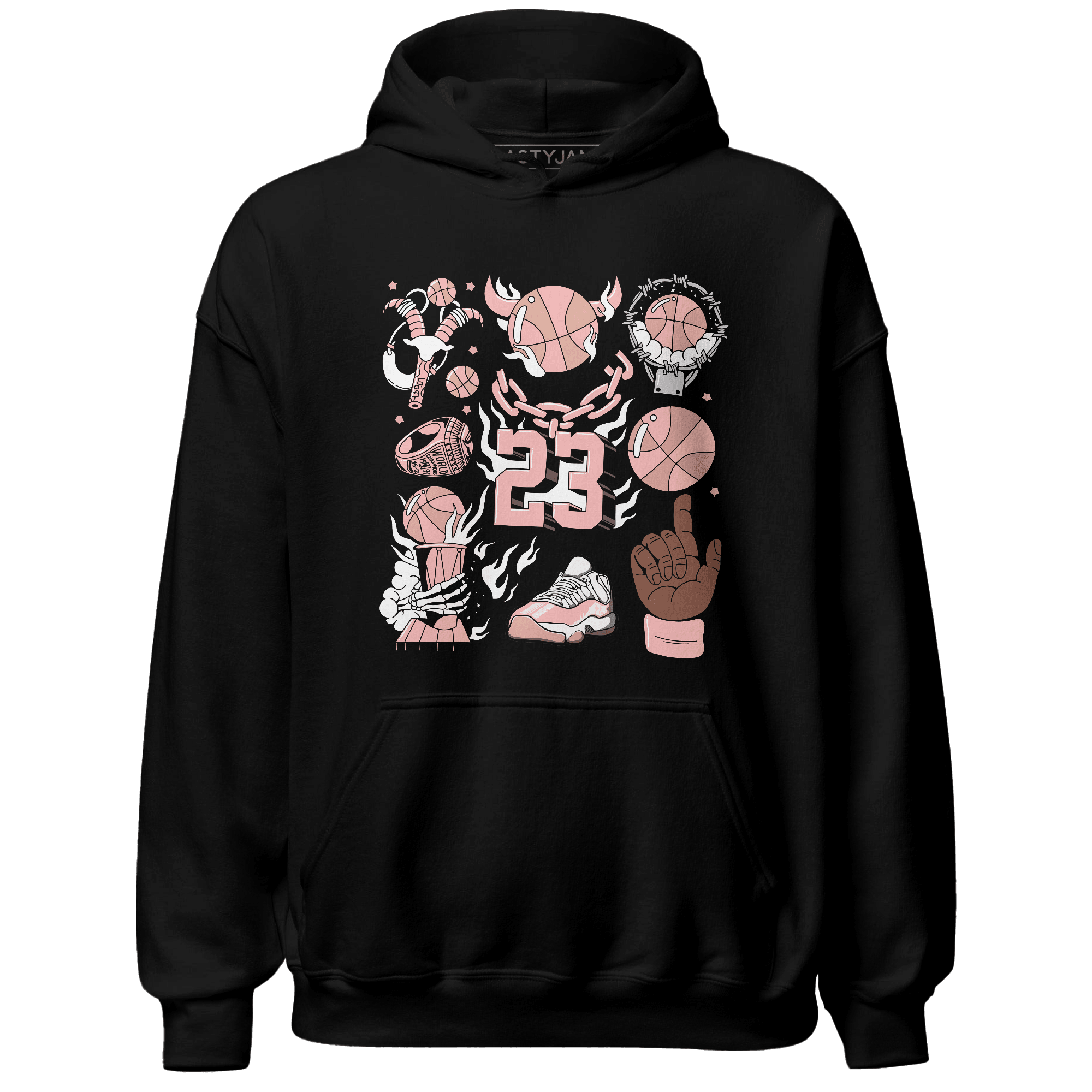 Low Legend Pink 11s Hoodie Match Neclaces Number 23 - NastyJamz