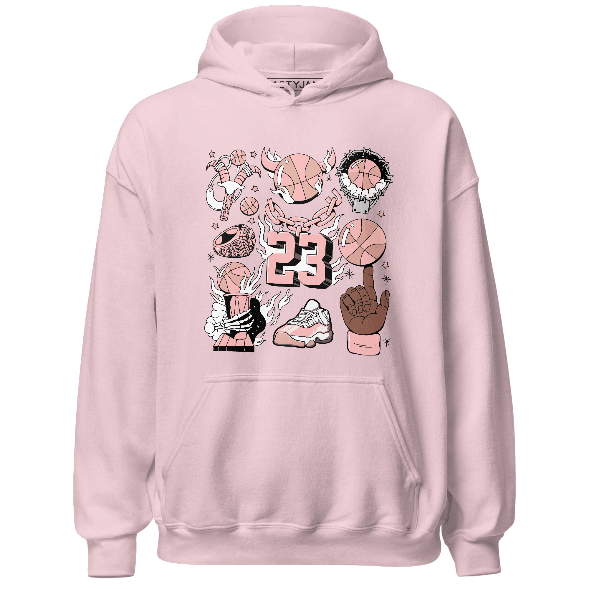Low Legend Pink 11s Hoodie Match Neclaces Number 23 - NastyJamz