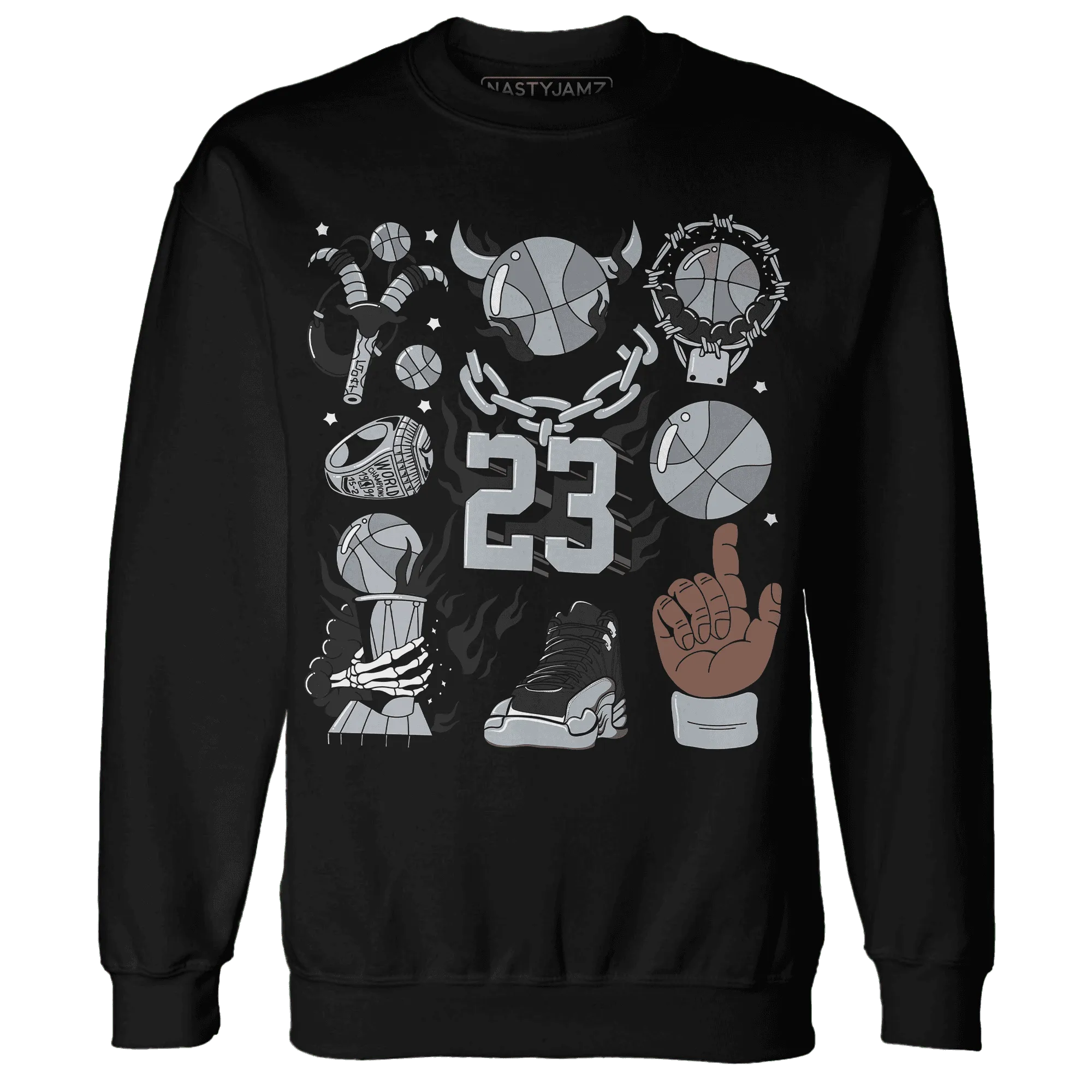 Wolf-Grey-12s-NastyJamz-Sweatshirt-Match-Neclaces-Number-23
