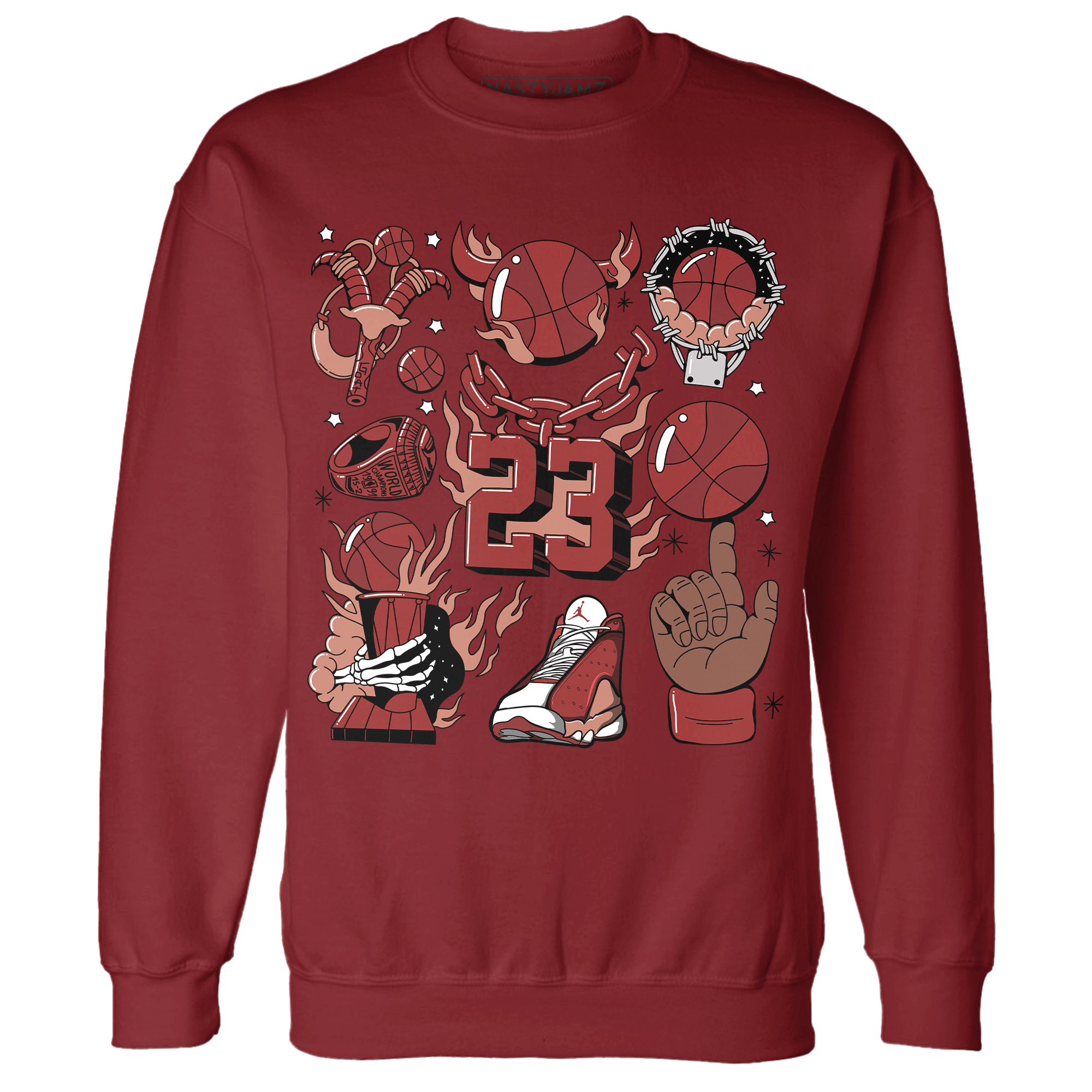 Dune Red 13s Sweatshirt Match Neclaces Number 23 - NastyJamz