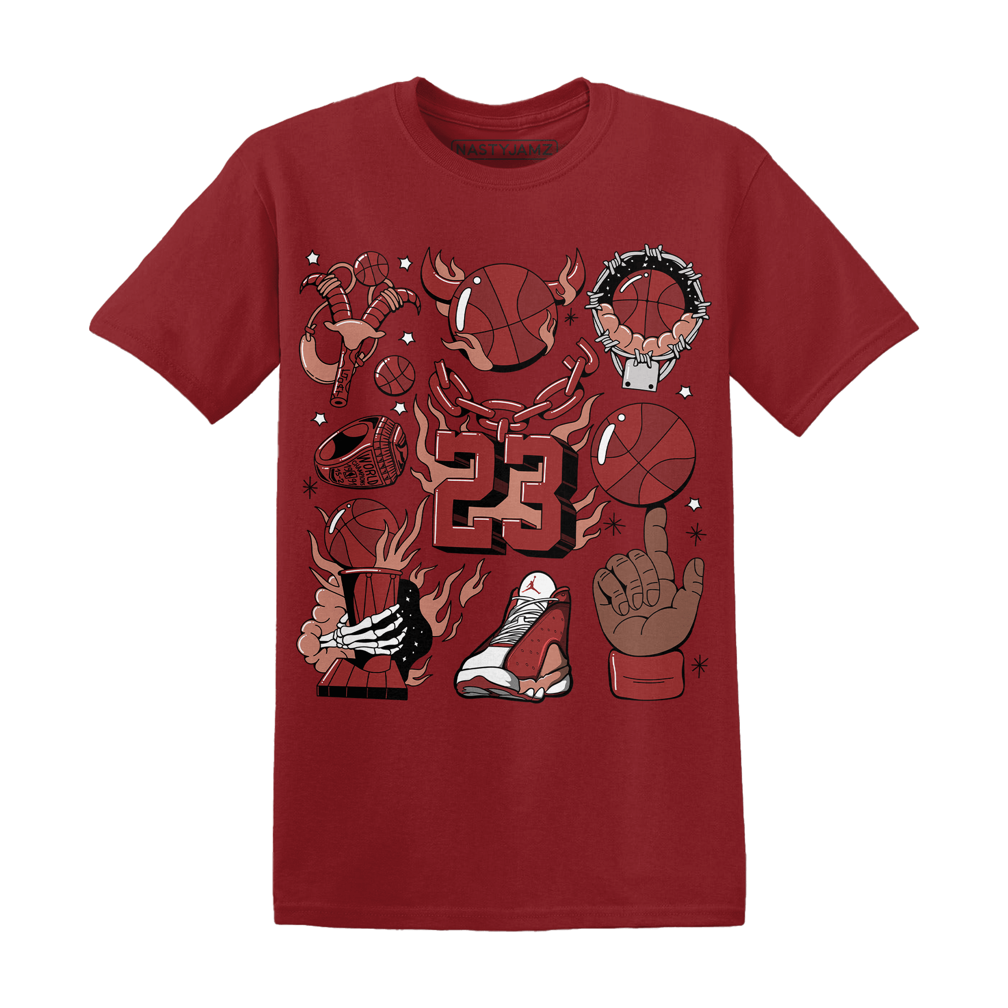 Dune Red 13s T Shirt Match Neclaces Number 23 - NastyJamz