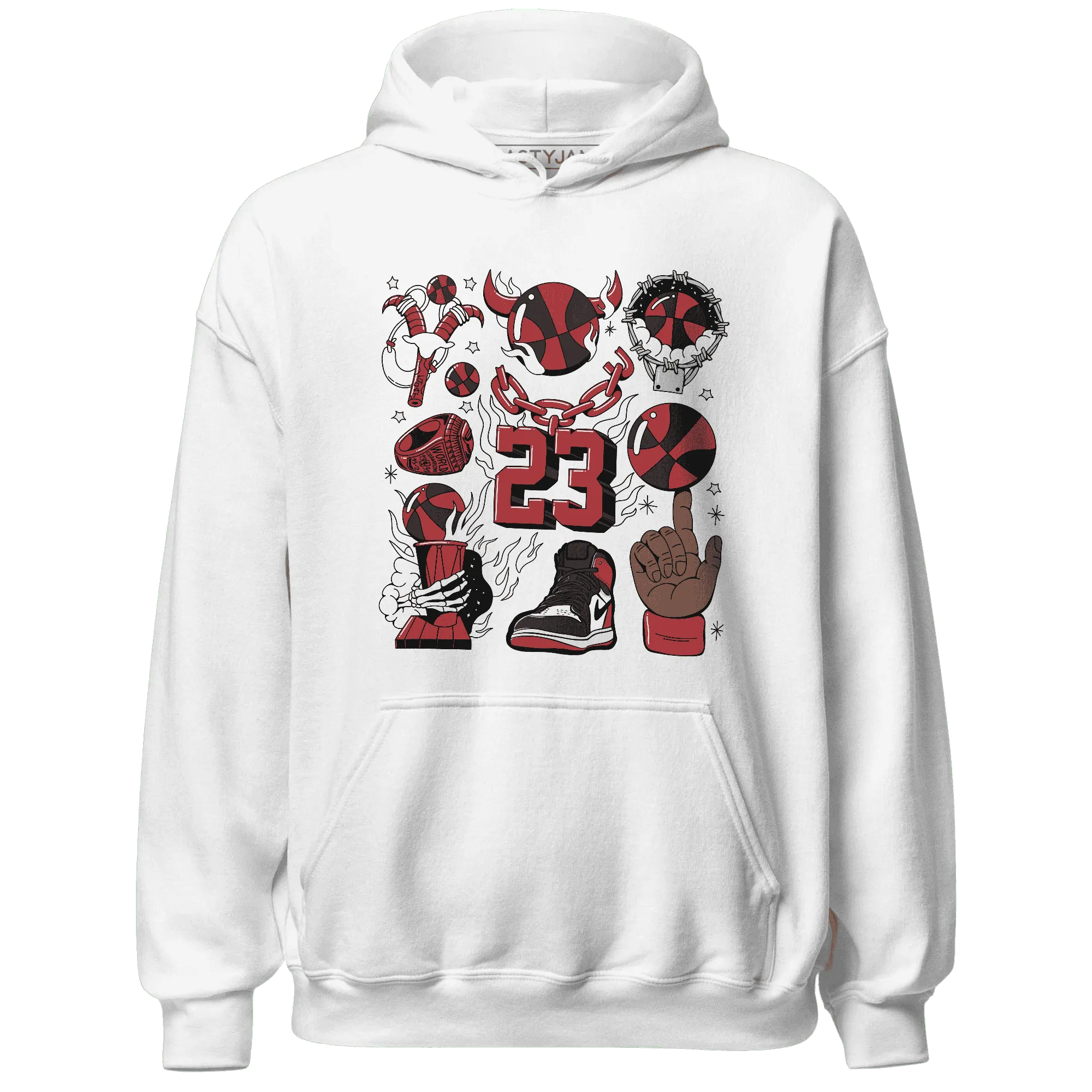 Black-Toe-Reimagined-Red-White-1s-Hoodie-Match-Neclaces-Number-23