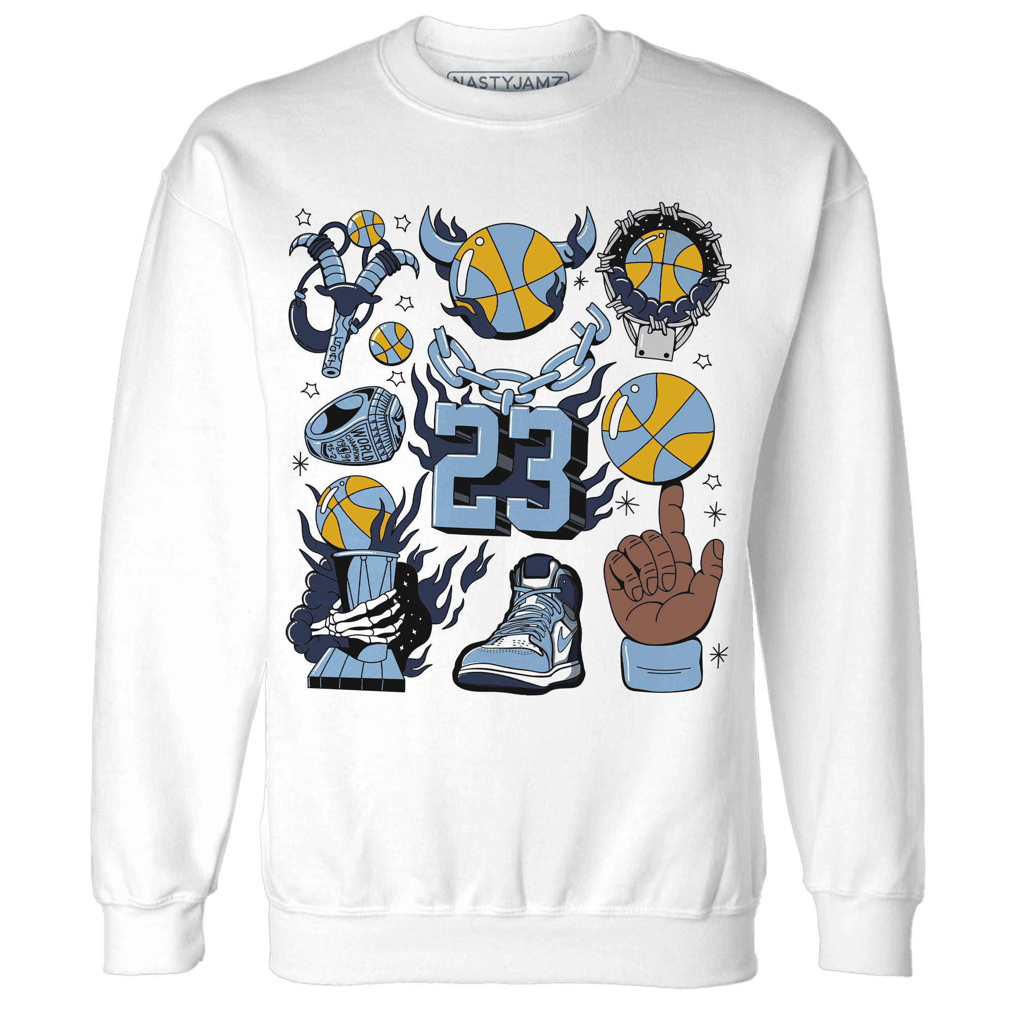 First In Flight 1s Sweatshirt Match Neclaces Number 23 - NastyJamz