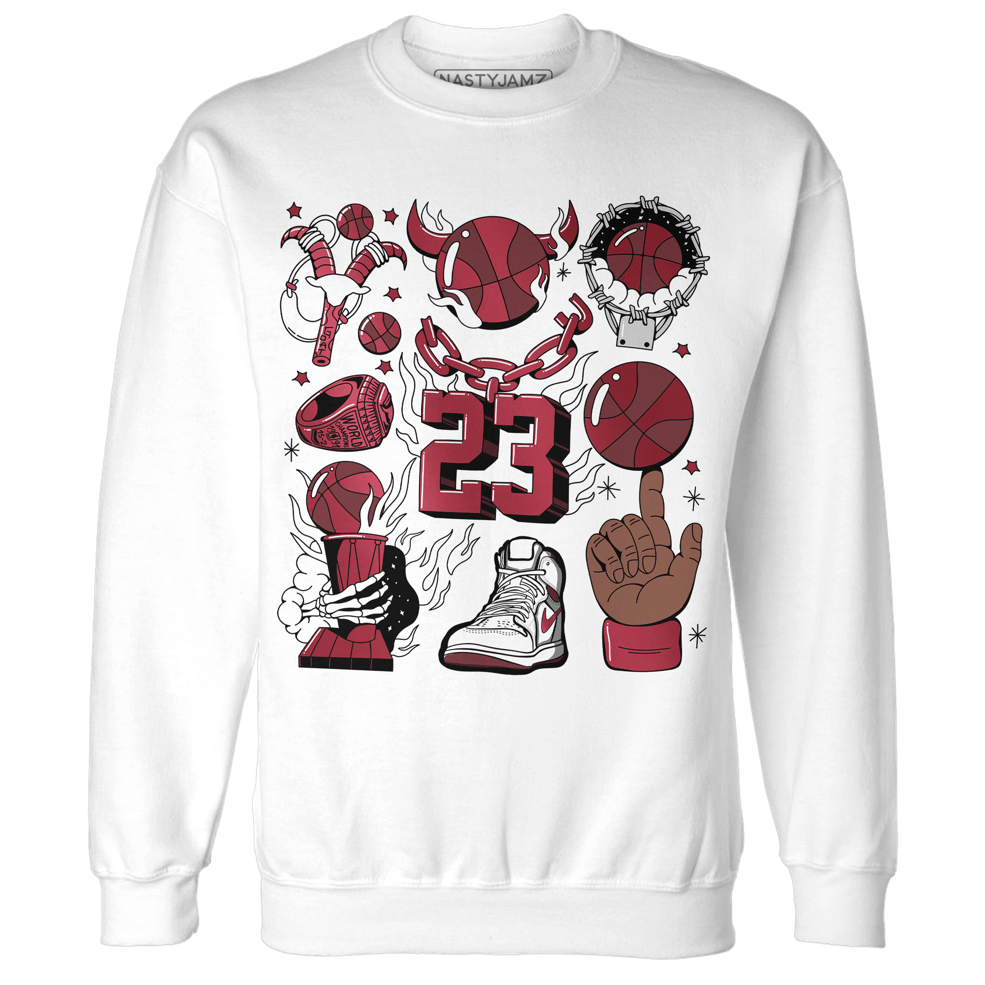 High 85 Metallic Burgundy 1s Sweatshirt Match Neclaces Number 23 - NastyJamz