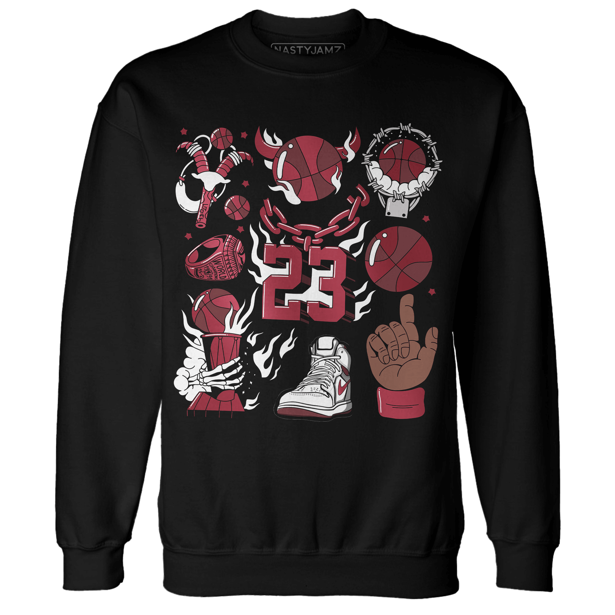 High 85 Metallic Burgundy 1s Sweatshirt Match Neclaces Number 23 - NastyJamz