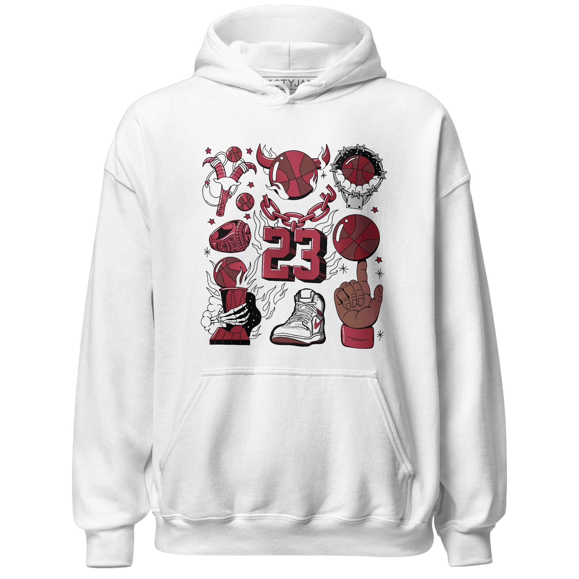 High 85 Metallic Burgundy 1s Hoodie Match Neclaces Number 23 - NastyJamz