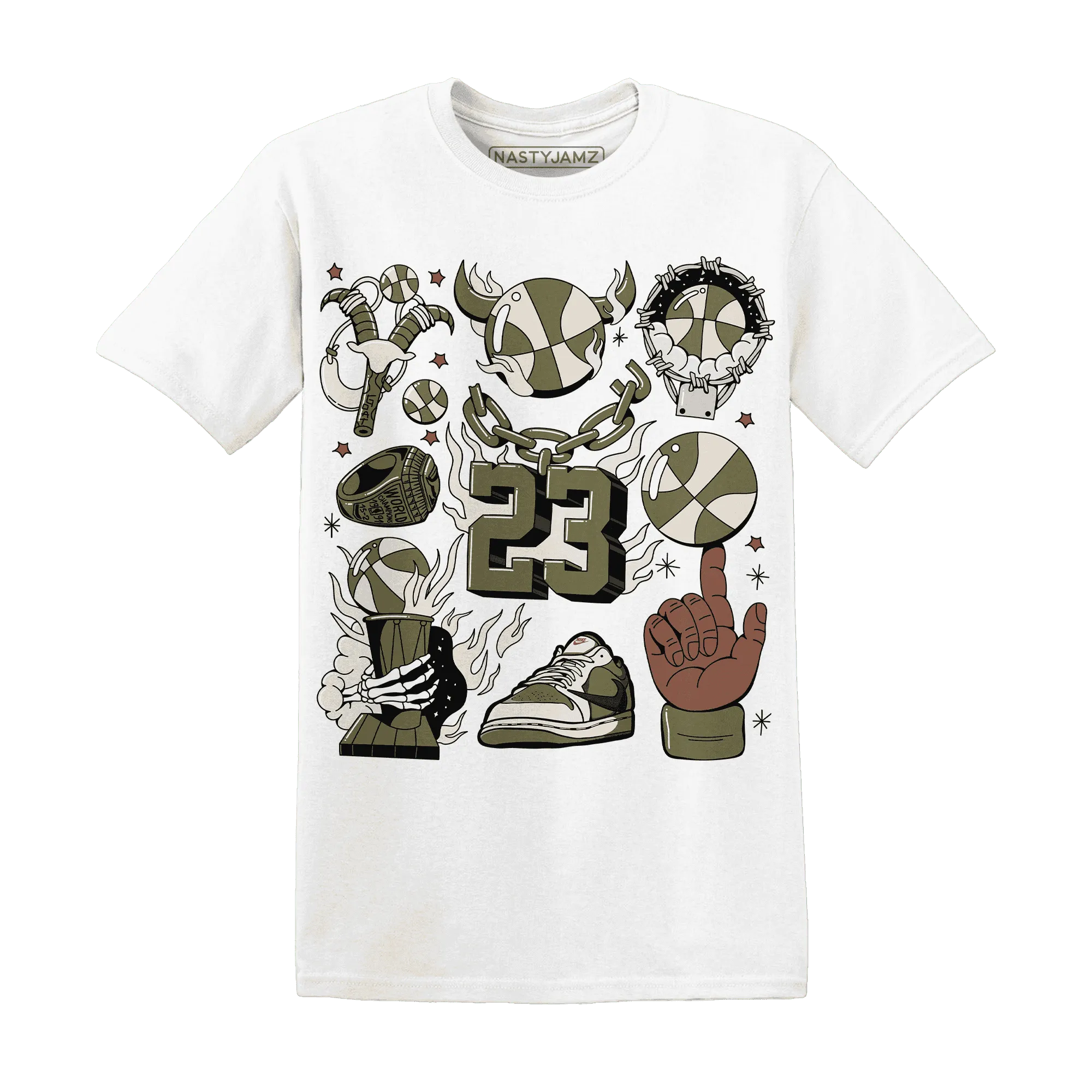 Medium-Olive-1s-NastyJamz-T-Shirt-Match-Neclaces-Number-23
