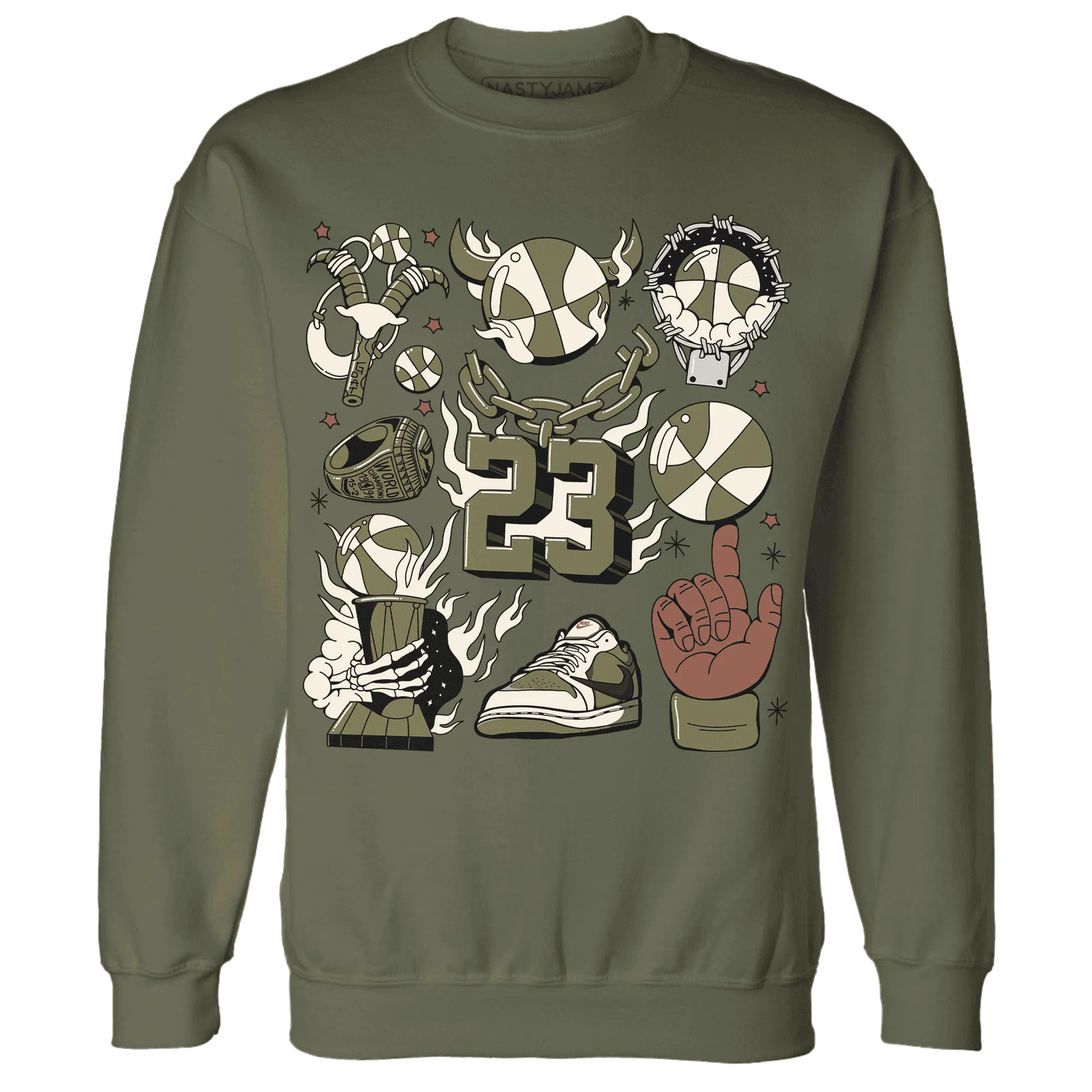 Medium-Olive-1s-NastyJamz-Sweatshirt-Match-Neclaces-Number-23