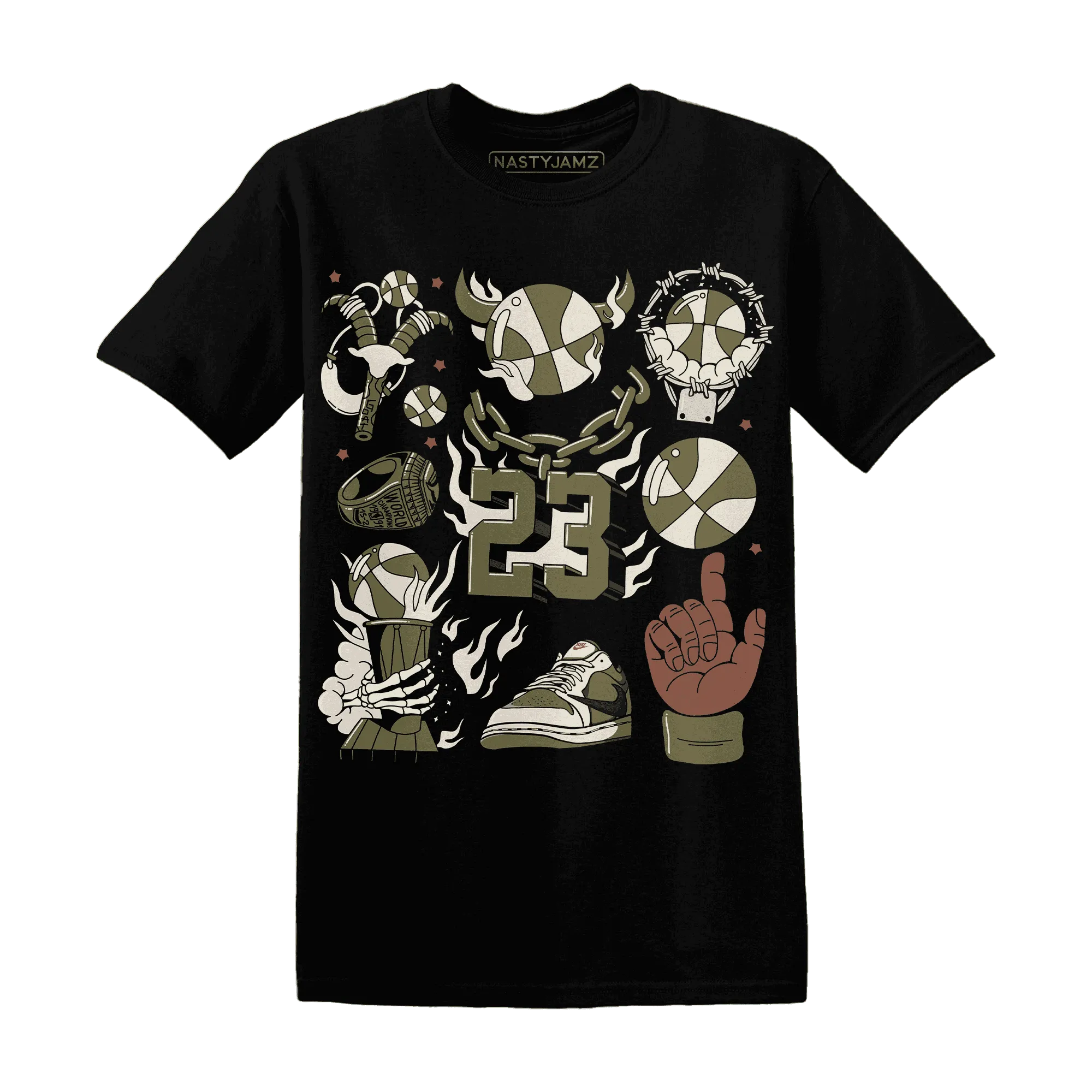 Medium-Olive-1s-NastyJamz-T-Shirt-Match-Neclaces-Number-23