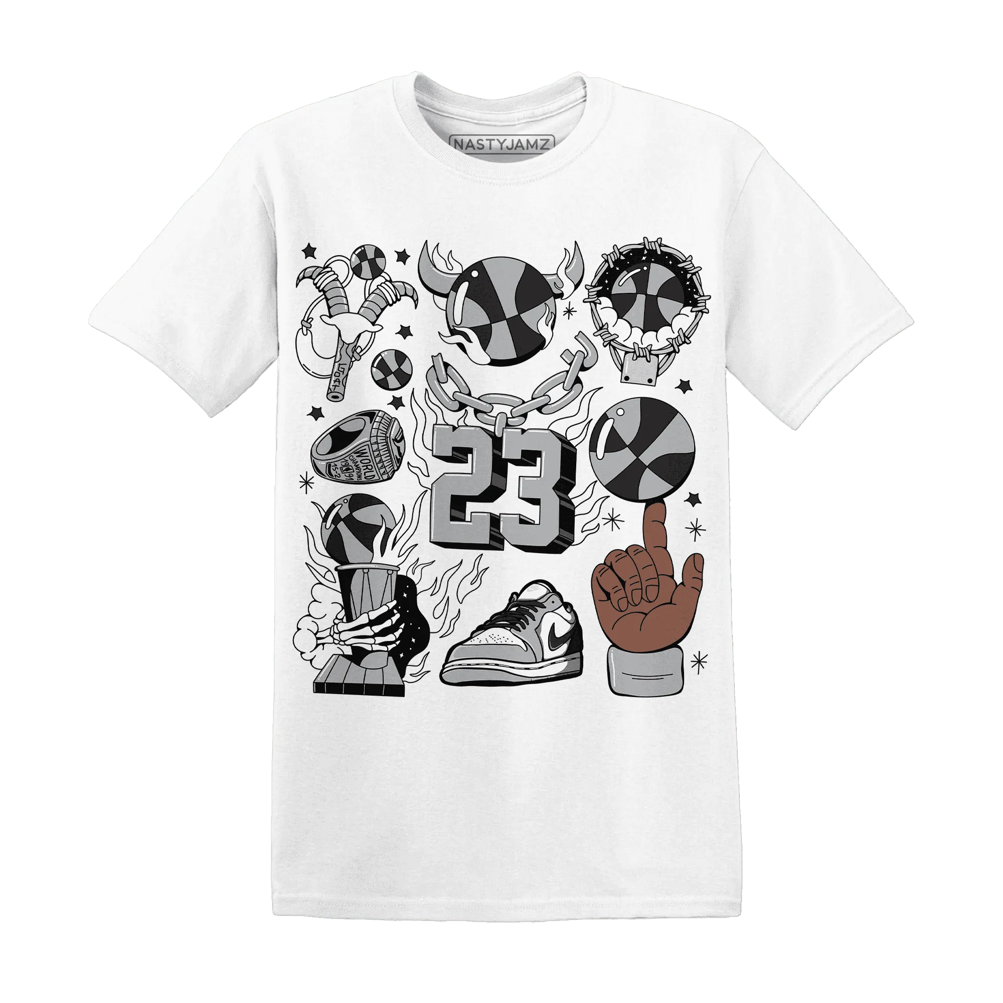 Wolf-Grey-1s-T-Shirt-Match-Neclaces-Number-23