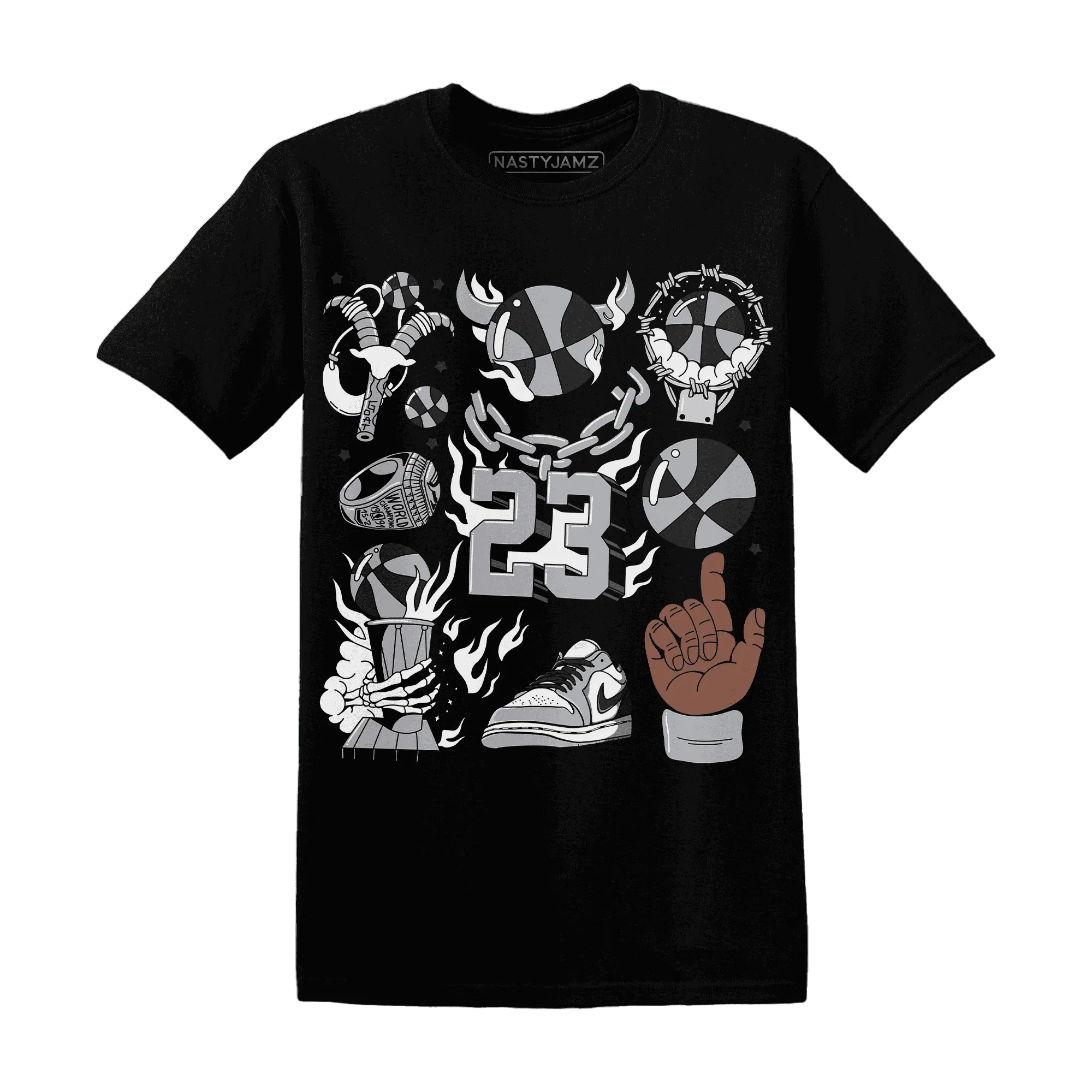 Wolf-Grey-1s-T-Shirt-Match-Neclaces-Number-23