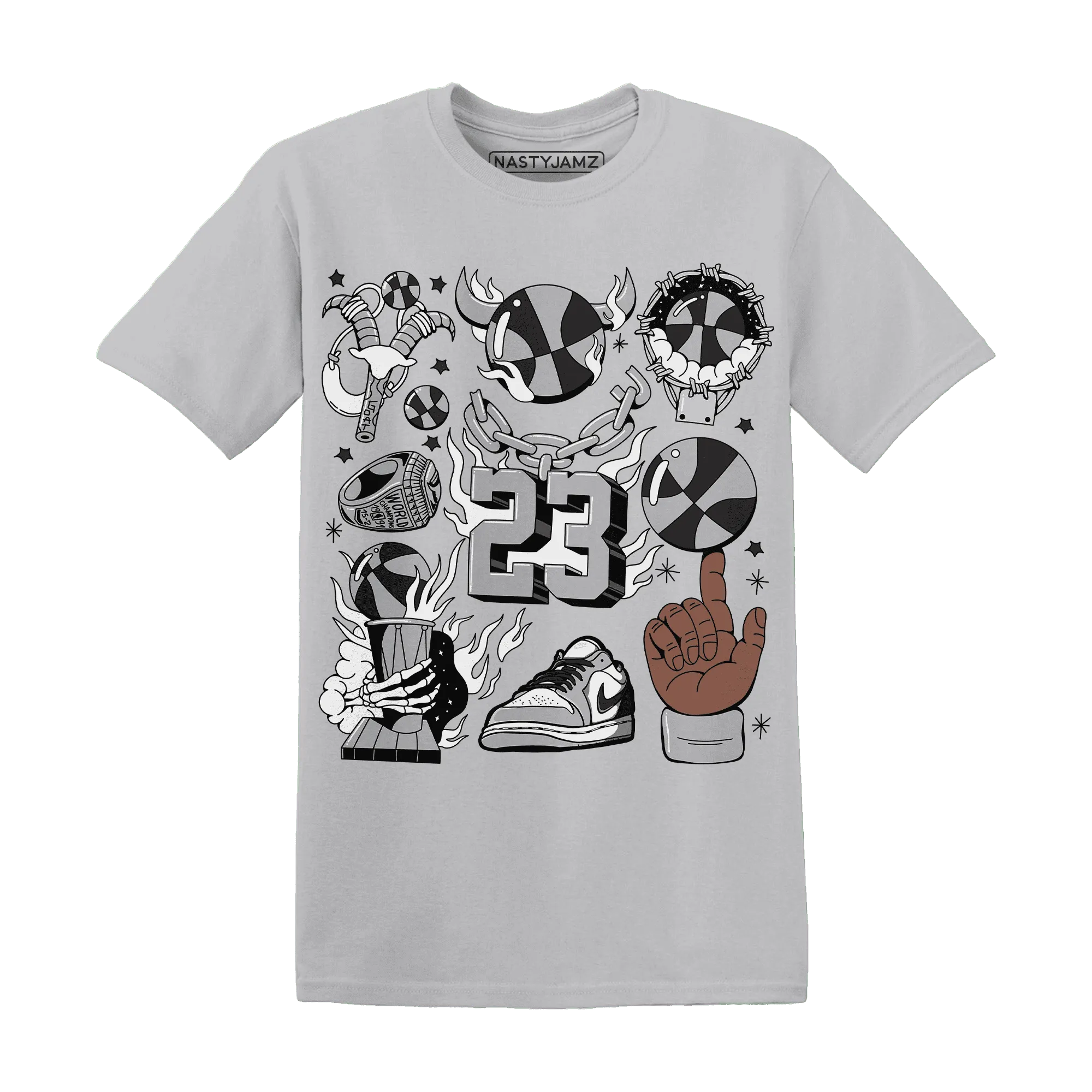 Wolf-Grey-1s-T-Shirt-Match-Neclaces-Number-23
