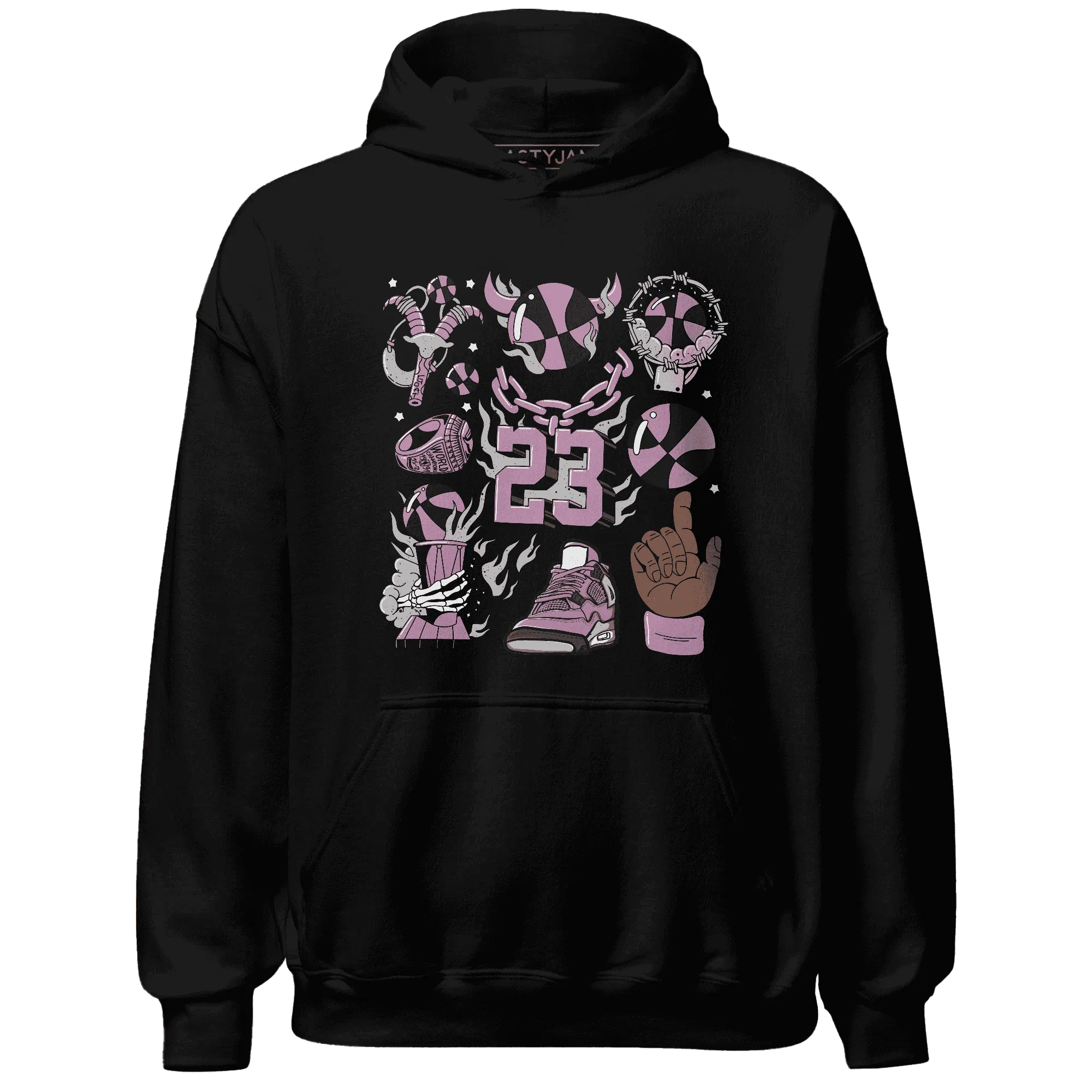 Orchid-Neutral-Grey-Black-White-4s-Hoodie-Match-Neclaces-Number-23
