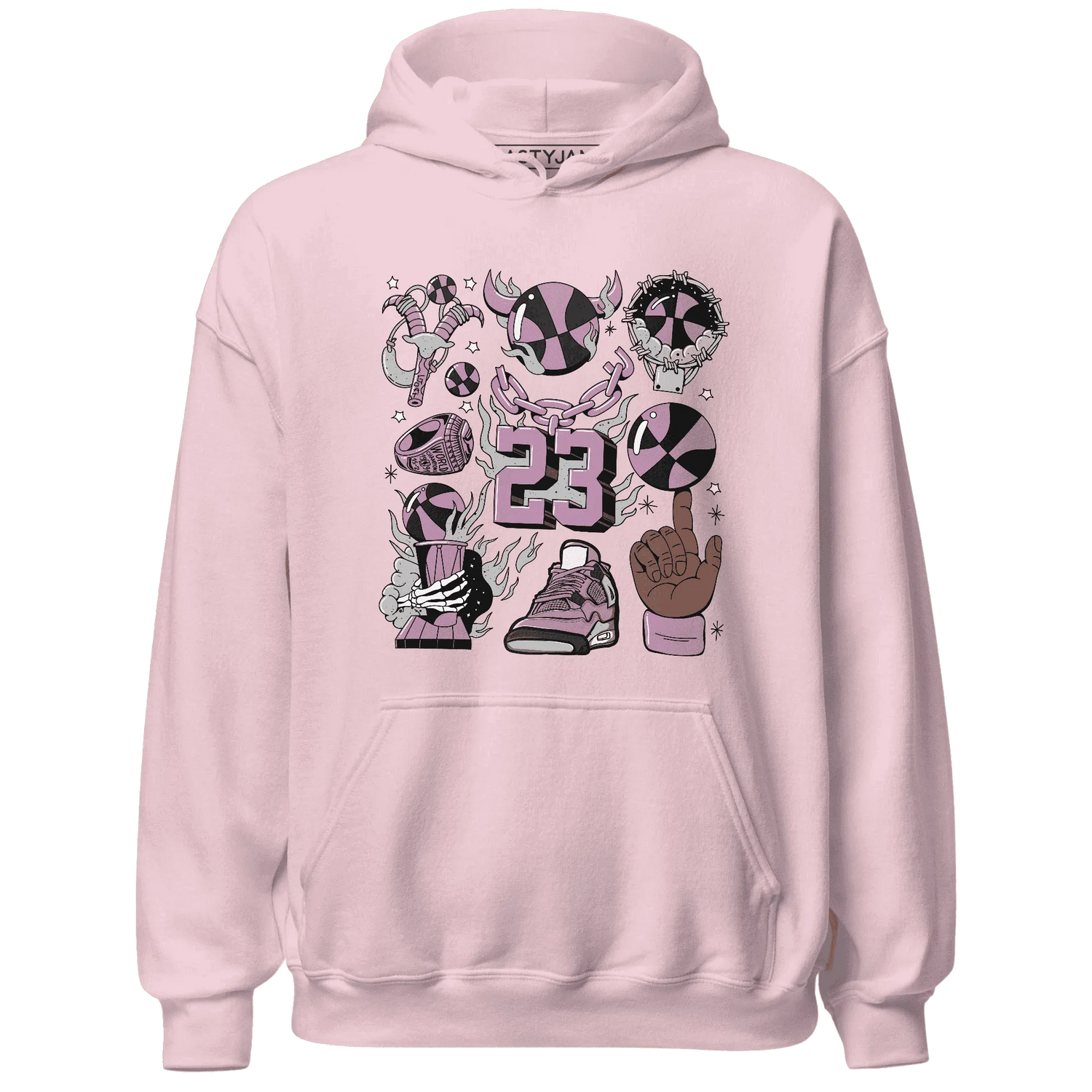 Orchid-Neutral-Grey-Black-White-4s-Hoodie-Match-Neclaces-Number-23