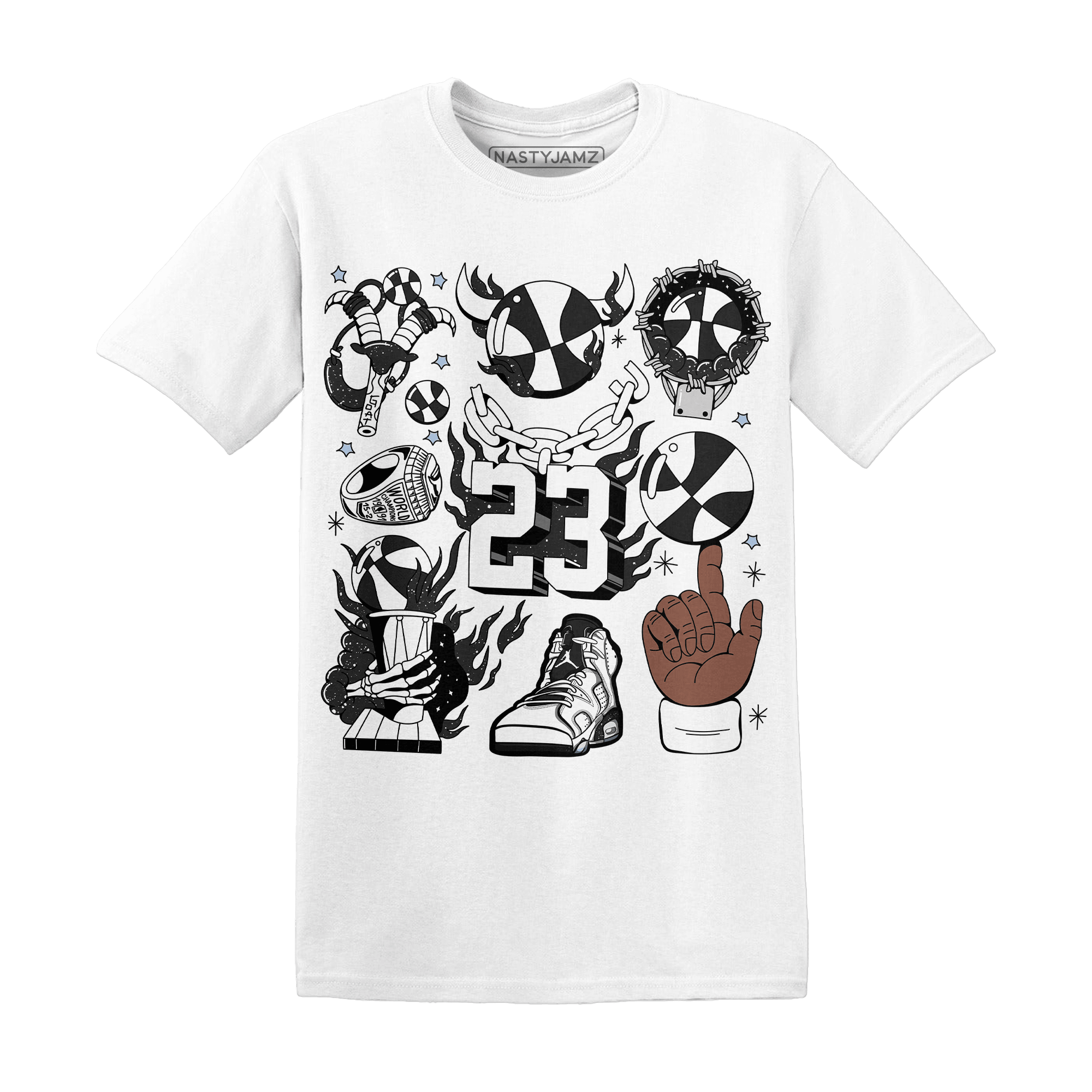 Reverse Oreo 6s T Shirt Match Neclaces Number 23 - NastyJamz