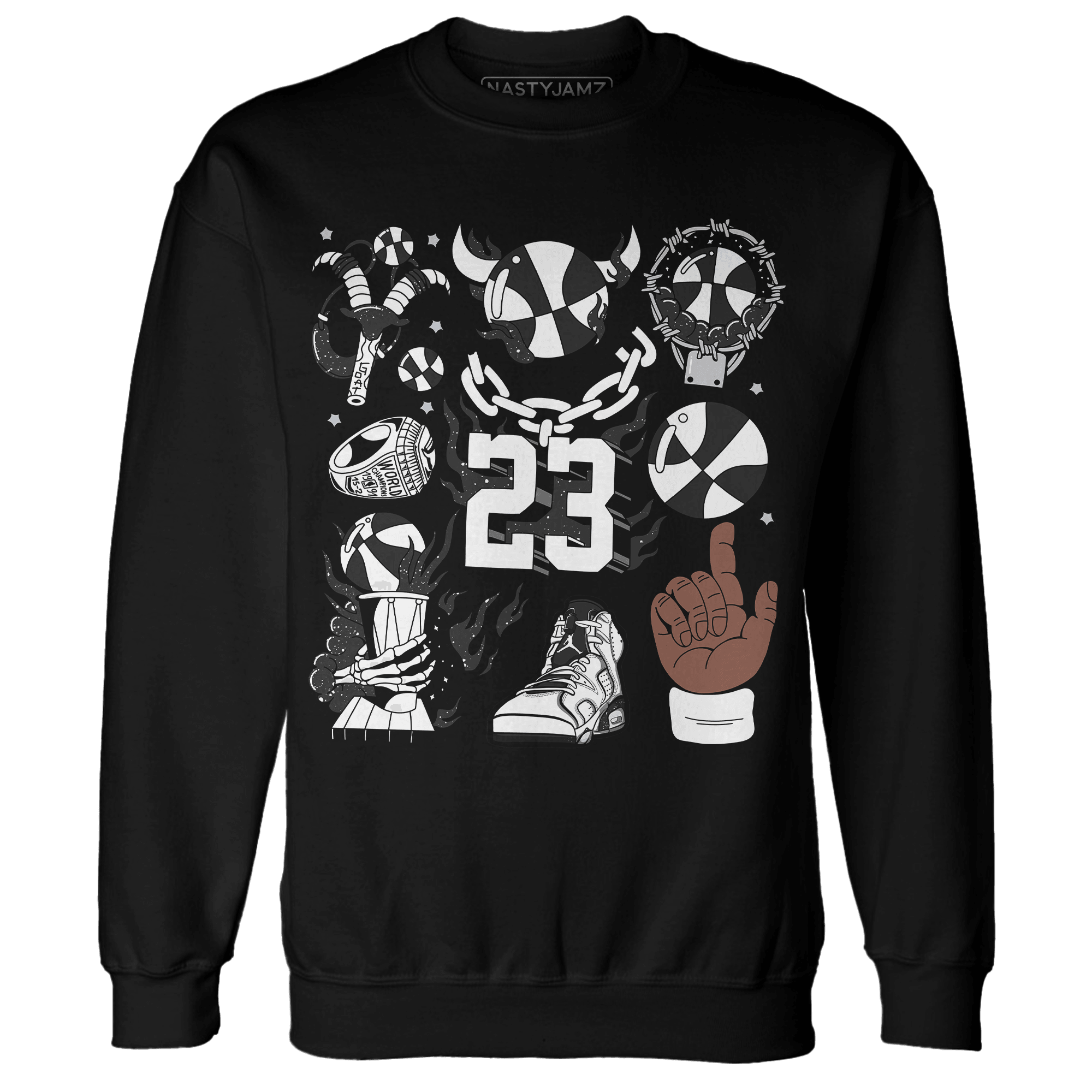 Reverse Oreo 6s Sweatshirt Match Neclaces Number 23 - NastyJamz