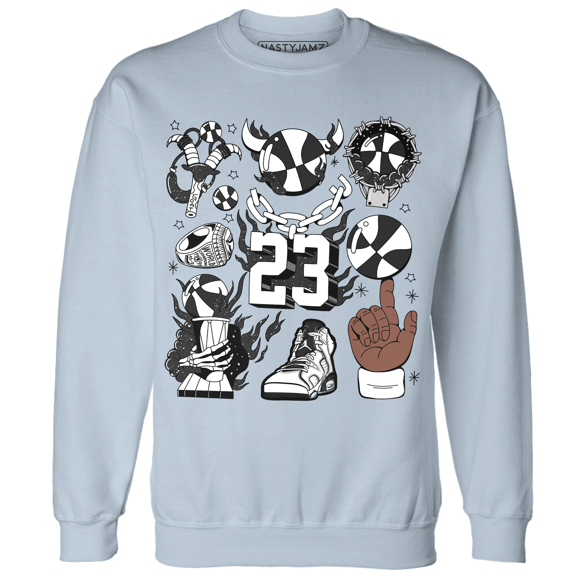 Reverse Oreo 6s Sweatshirt Match Neclaces Number 23 - NastyJamz