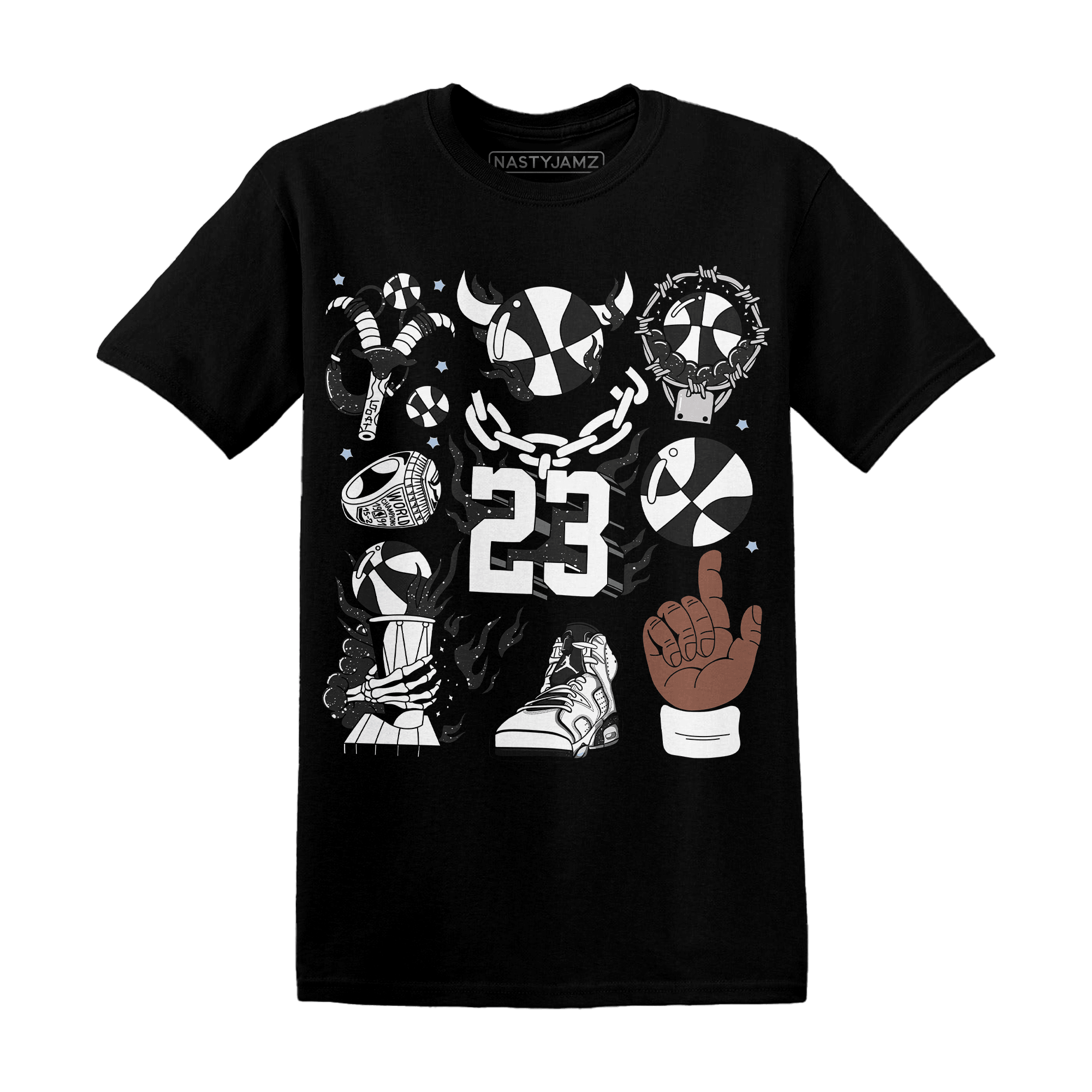 Reverse Oreo 6s T Shirt Match Neclaces Number 23 - NastyJamz