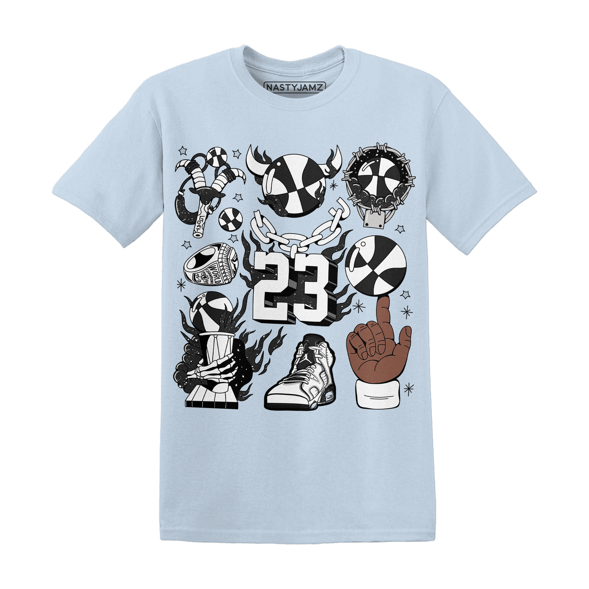 Reverse Oreo 6s T Shirt Match Neclaces Number 23 - NastyJamz