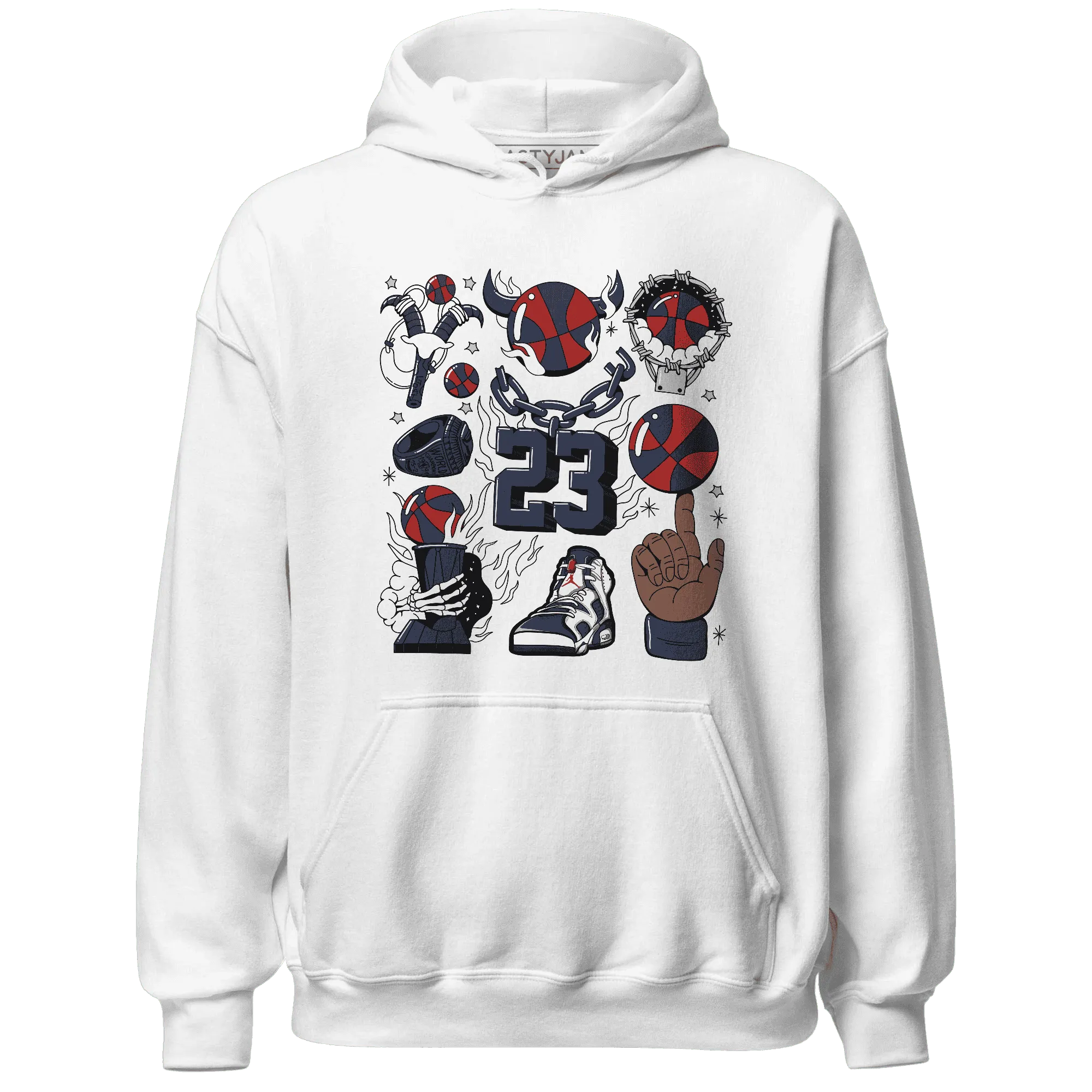 White-Navy-6s-Hoodie-Match-Neclaces-Number-23