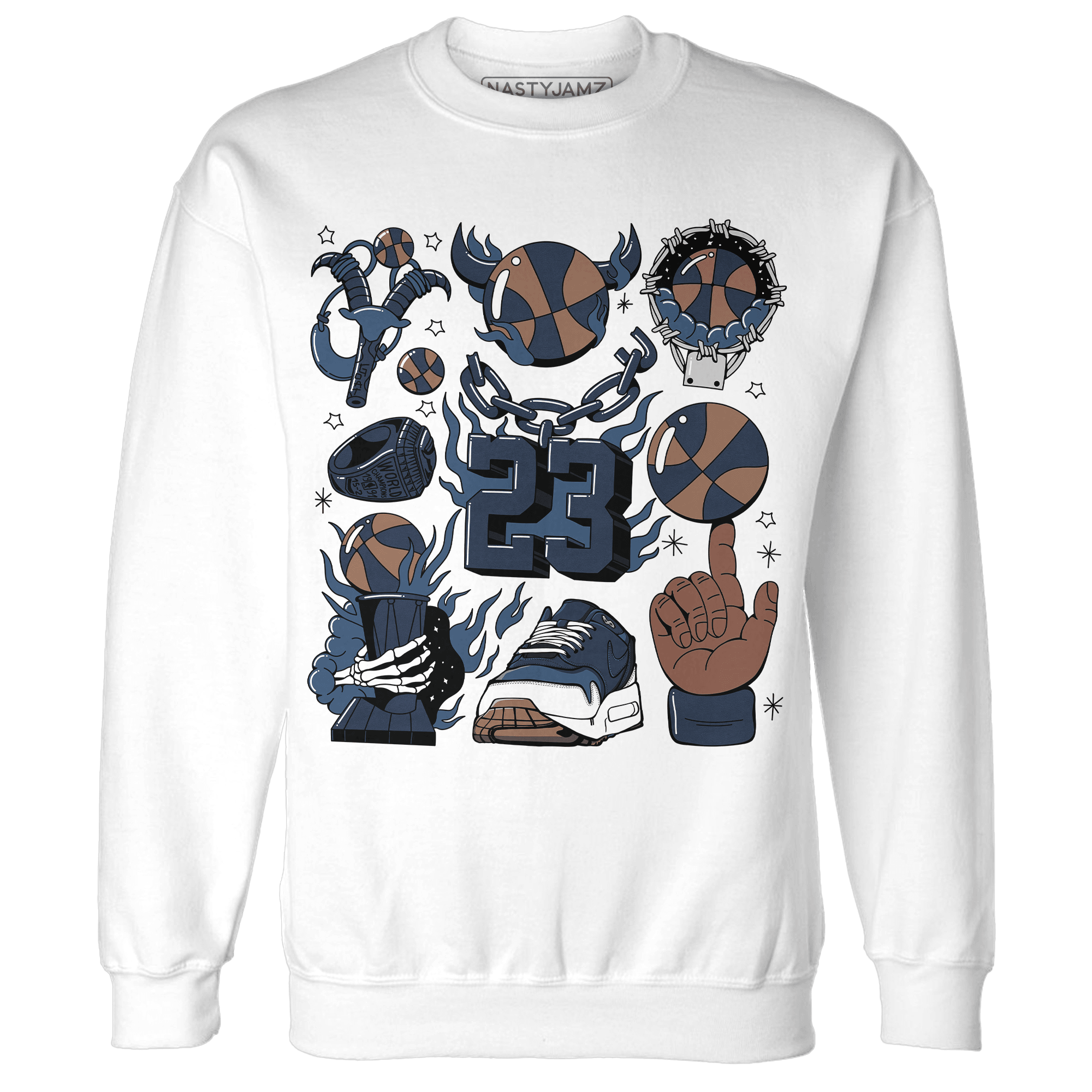 AM 1 86 Jackie RBS Sweatshirt Match Neclaces Number 23 - NastyJamz