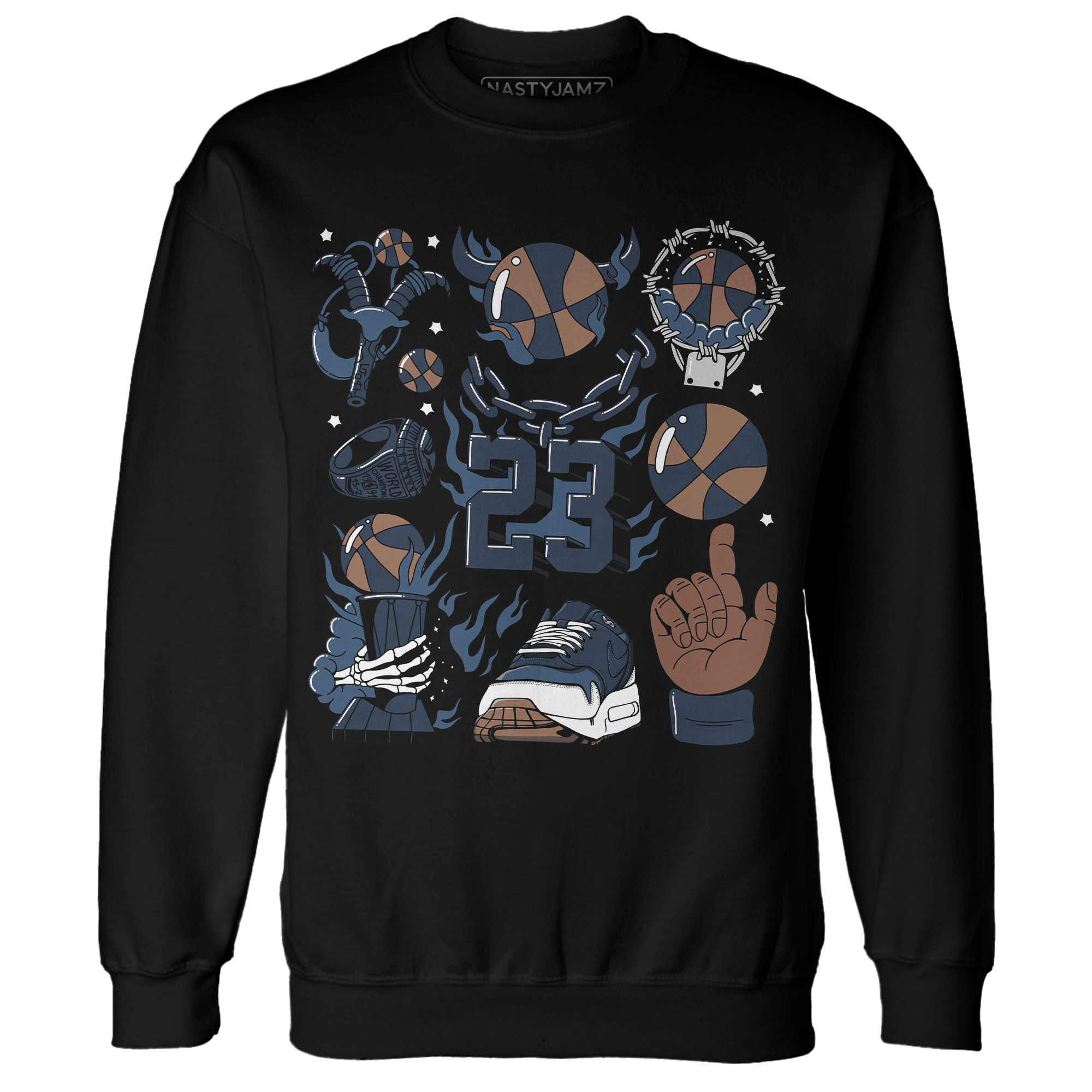 AM 1 86 Jackie RBS Sweatshirt Match Neclaces Number 23 - NastyJamz