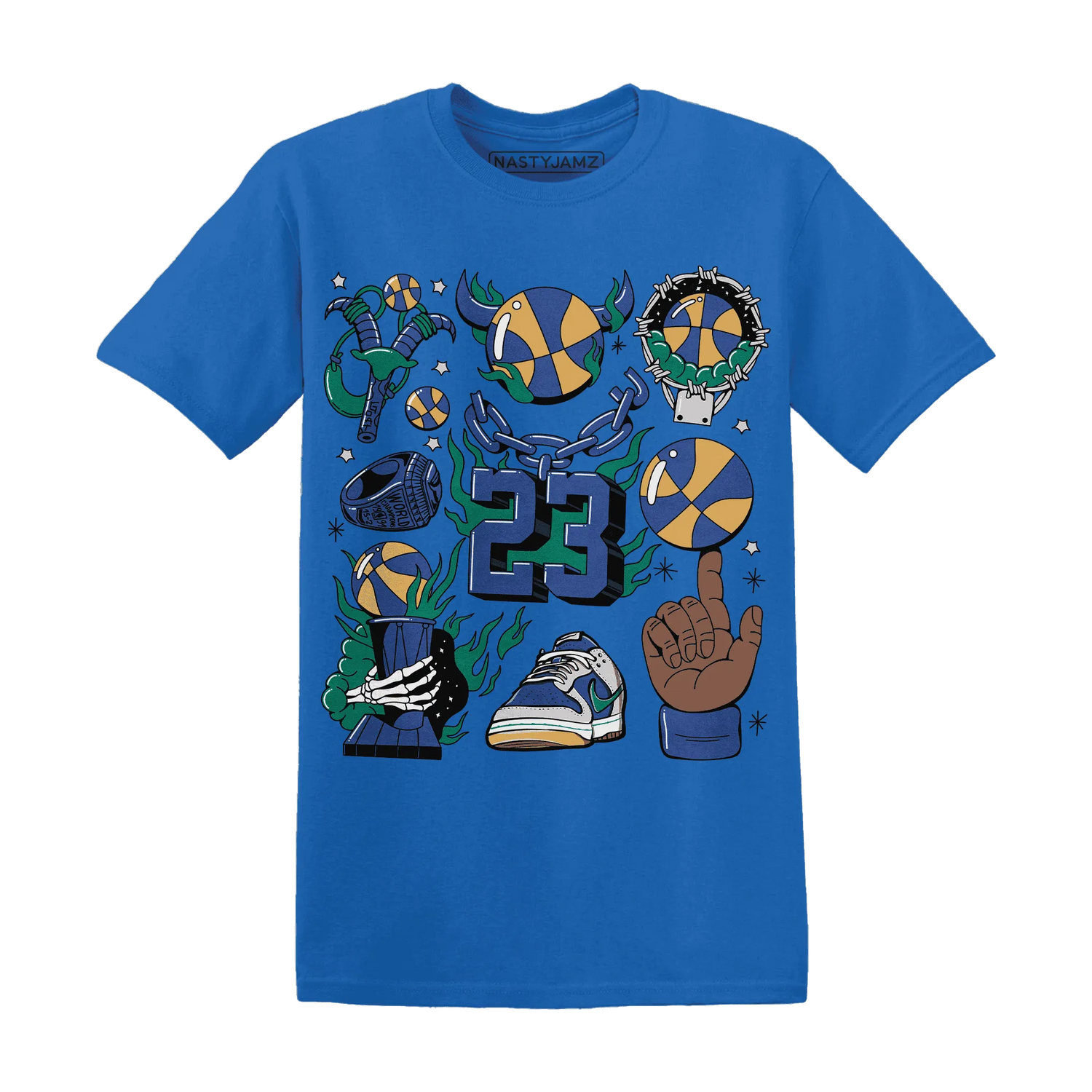 Dunk-Hyper-Royal-Malachite-T-Shirt-Match-Neclaces-Number-23