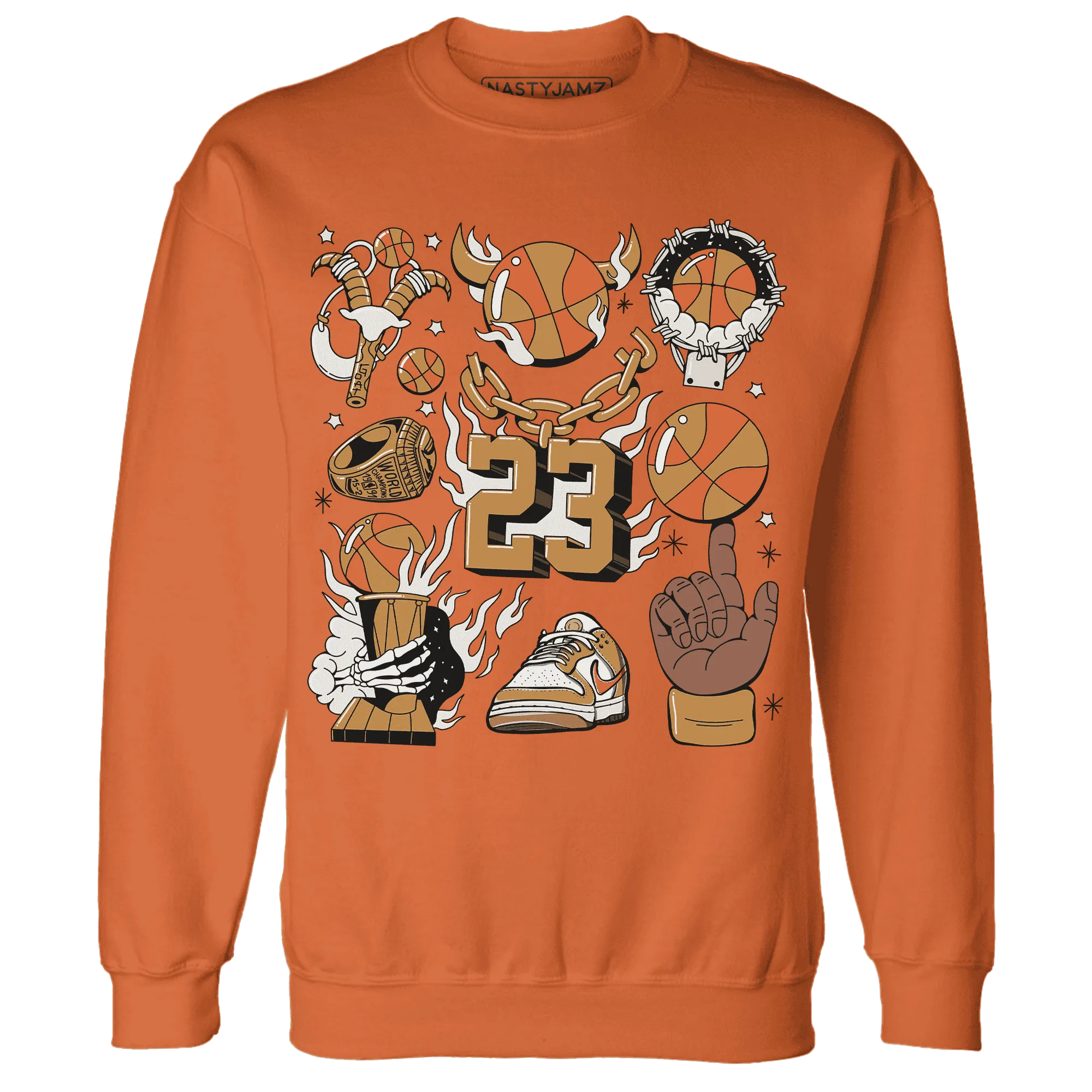Dunk-Low-Retro-Wheat-Orange-Sweatshirt-Match-Neclaces-Number-23