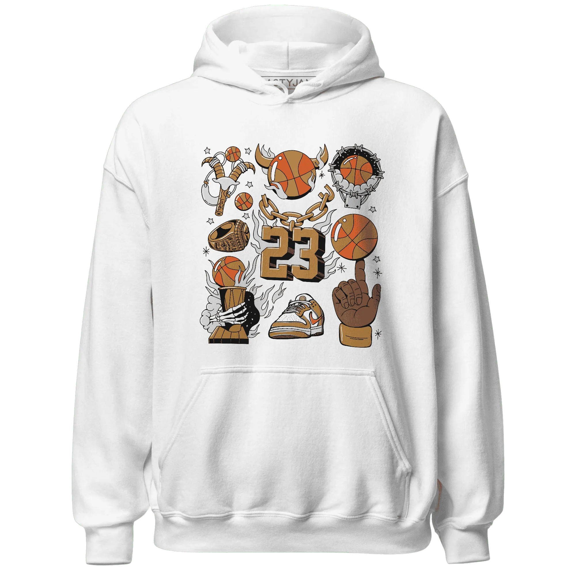 Dunk-Low-Retro-Wheat-Orange-Hoodie-Match-Neclaces-Number-23