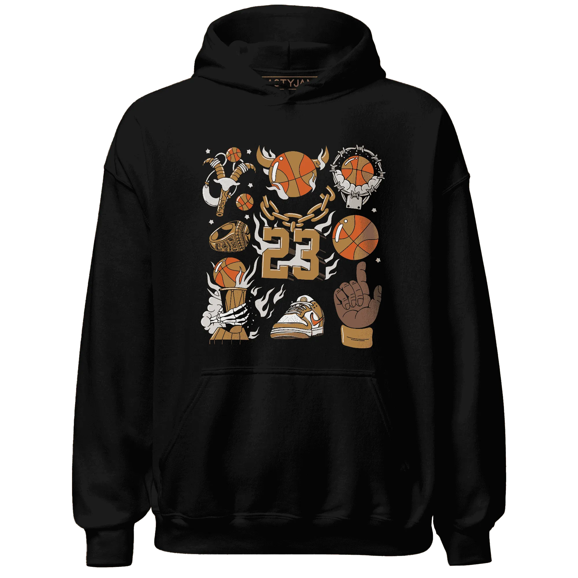 Dunk-Low-Retro-Wheat-Orange-Hoodie-Match-Neclaces-Number-23