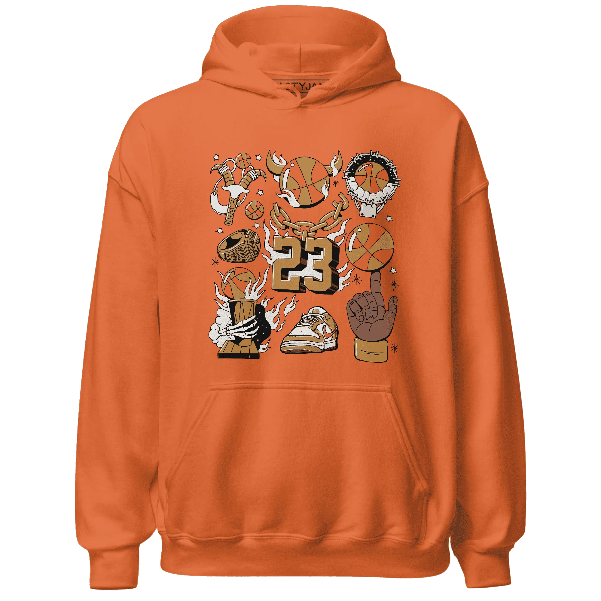 Dunk-Low-Retro-Wheat-Orange-Hoodie-Match-Neclaces-Number-23
