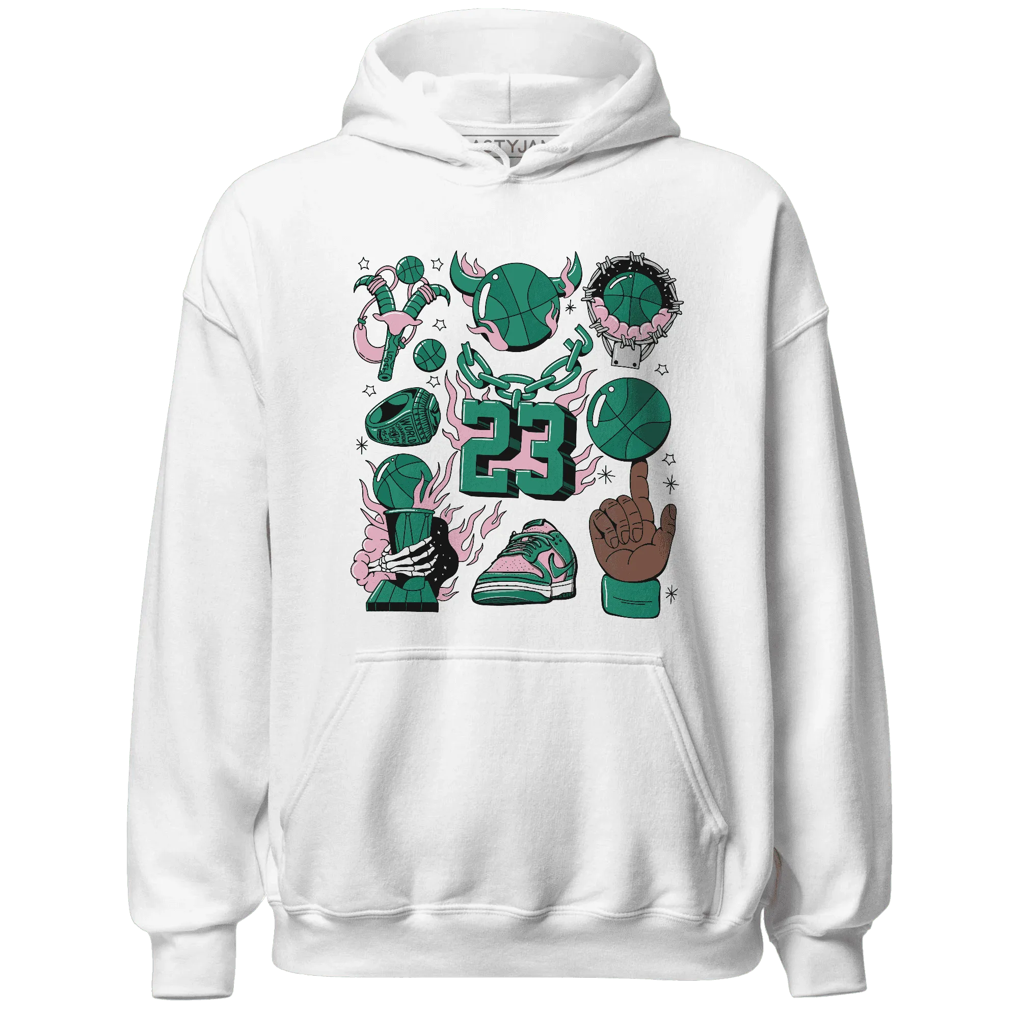 Dunk-Pink-Malachite-Medium-Soft-Low-Sail-NastyJamz-Hoodie-Match-Neclaces-Number-23