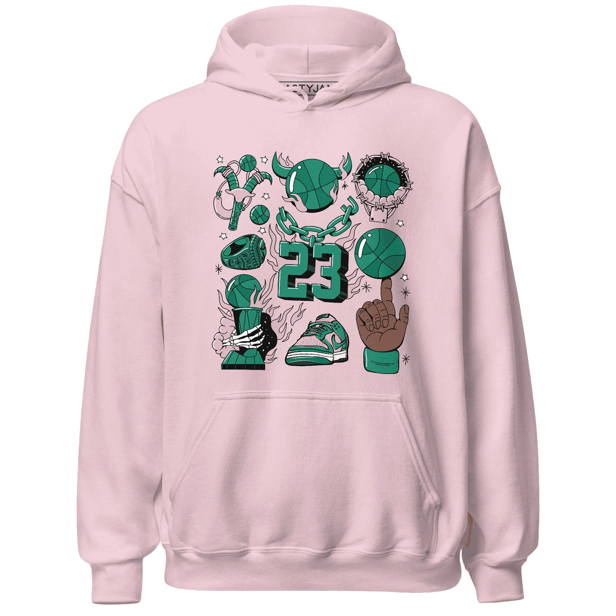 Dunk-Pink-Malachite-Medium-Soft-Low-Sail-NastyJamz-Hoodie-Match-Neclaces-Number-23
