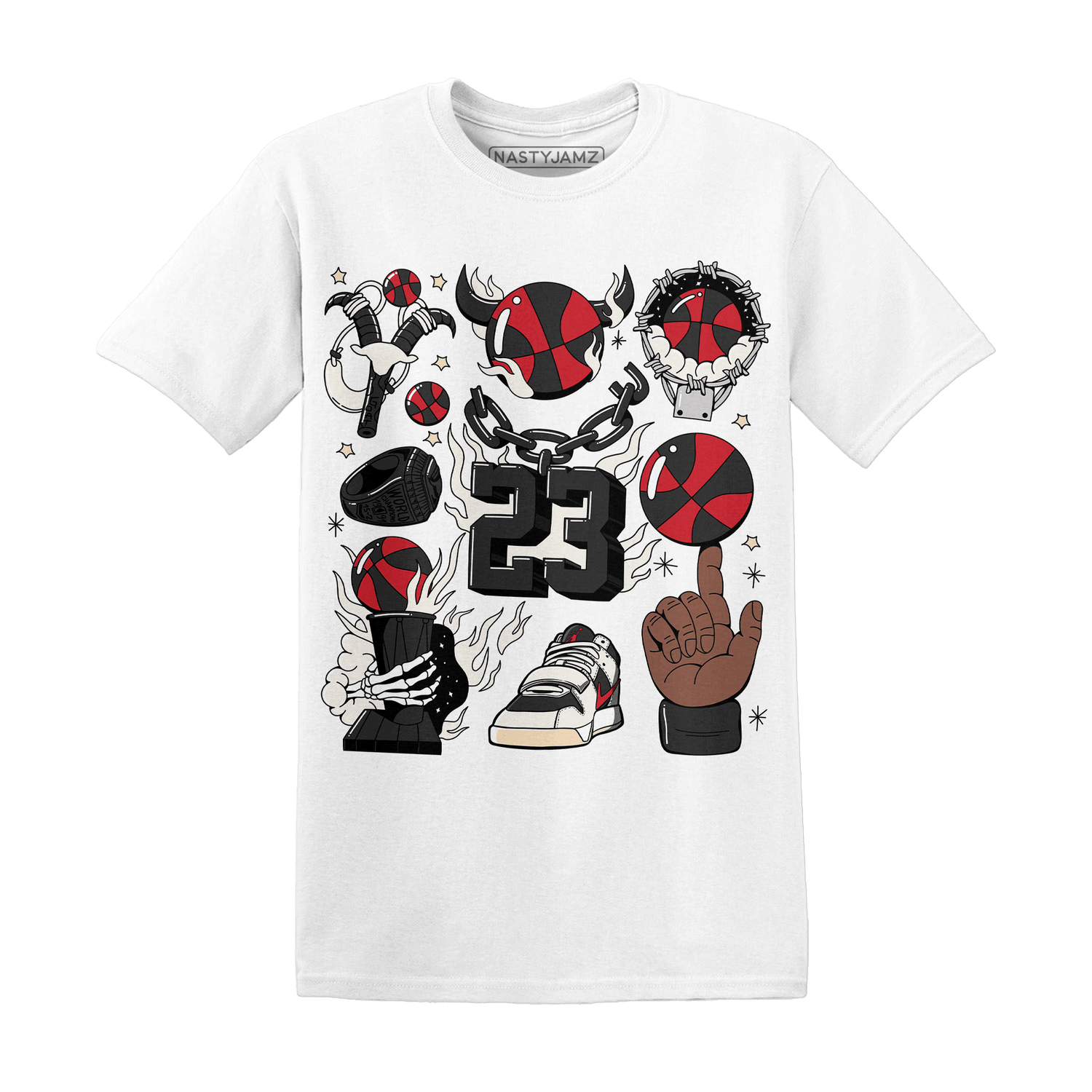 Jumman Jack University Red T Shirt Neclaces Number 23 - NastyJamz