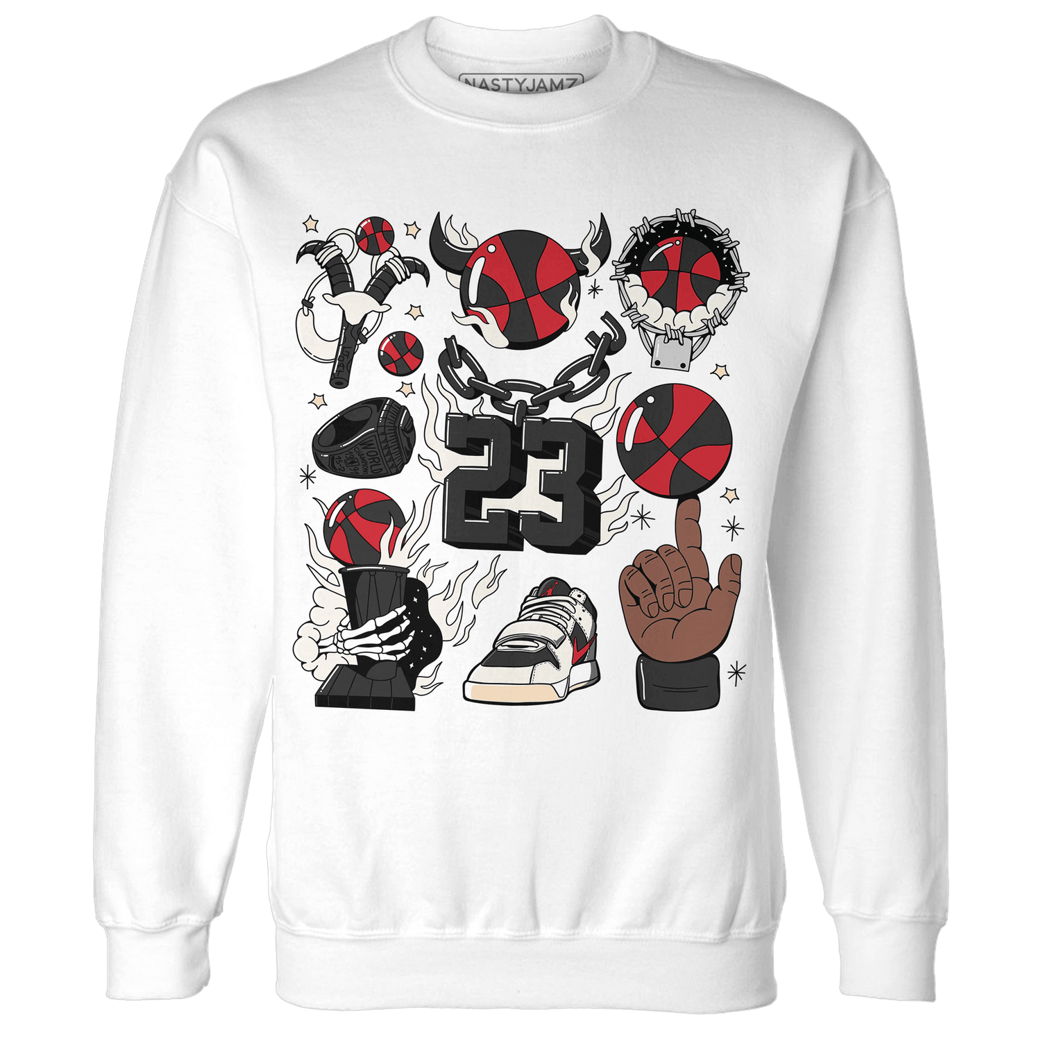 Jumman Jack University Red Sweatshirt Match Neclaces Number 23 - NastyJamz