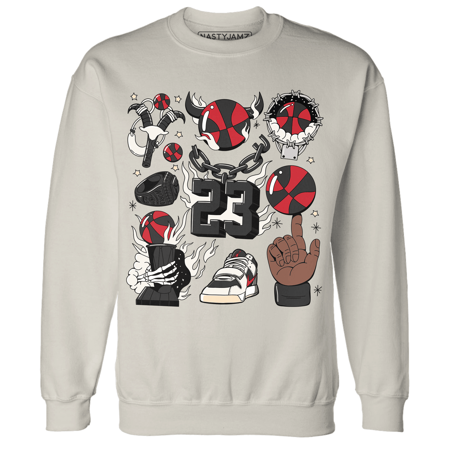 Jumman Jack University Red Sweatshirt Match Neclaces Number 23 - NastyJamz