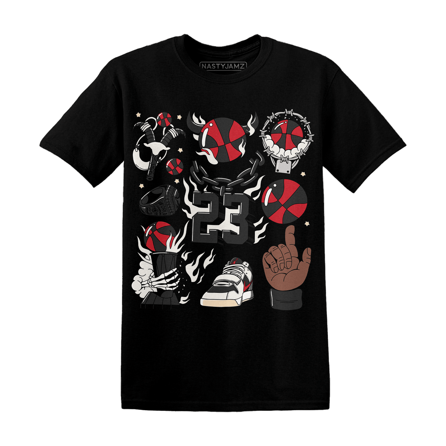 Jumman Jack University Red T Shirt Neclaces Number 23 - NastyJamz