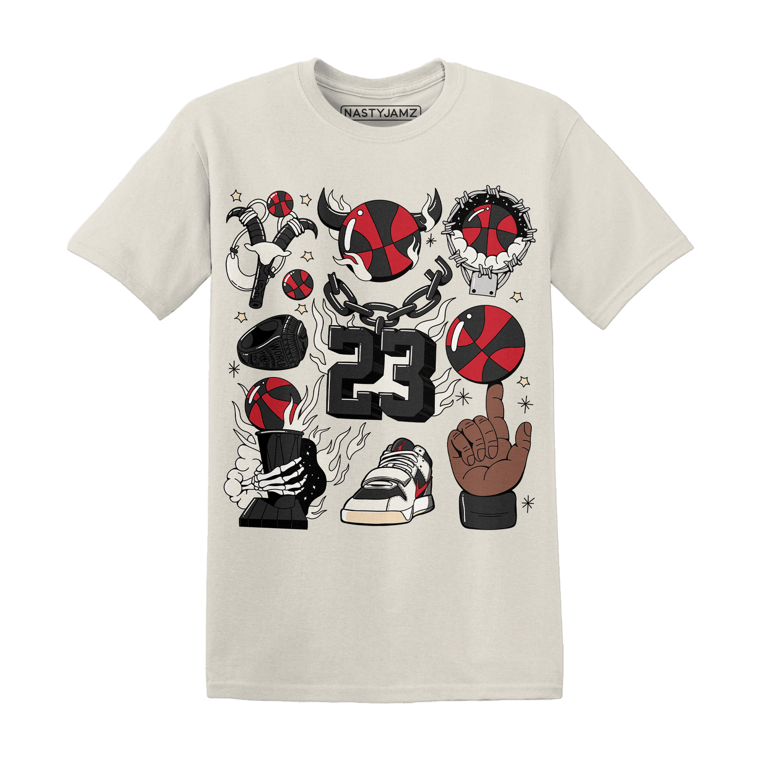 Jumman Jack University Red T Shirt Neclaces Number 23 - NastyJamz